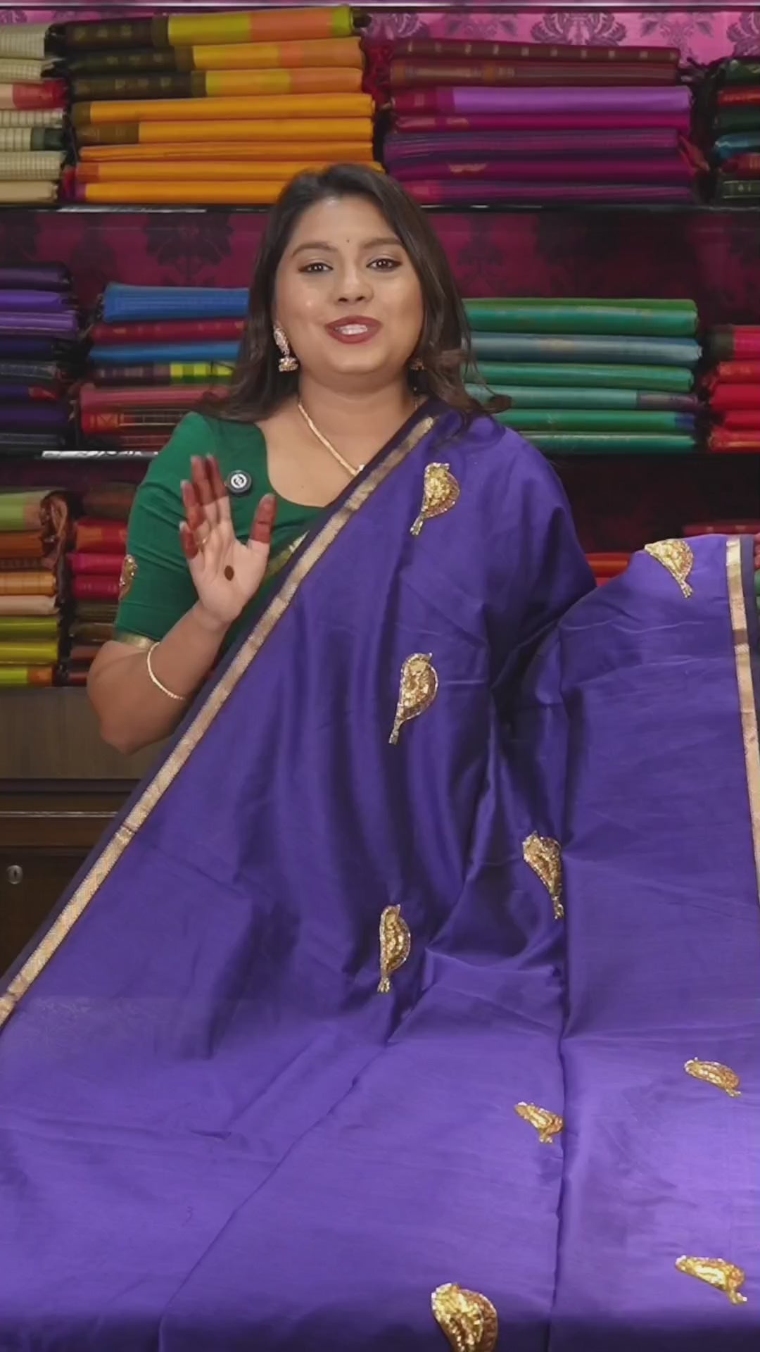 Ink Blue Singara Chittu Handloom Maheshwari Silk Cotton Saree