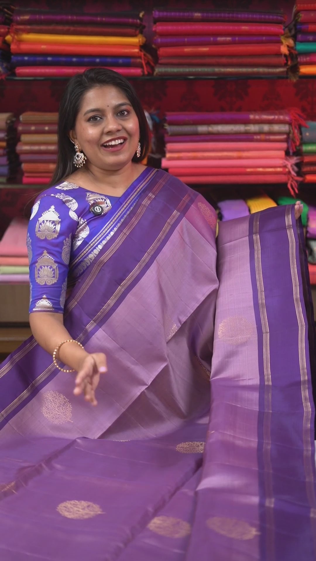 Lavender With Dark Purple Pure Soft Silk Saree
