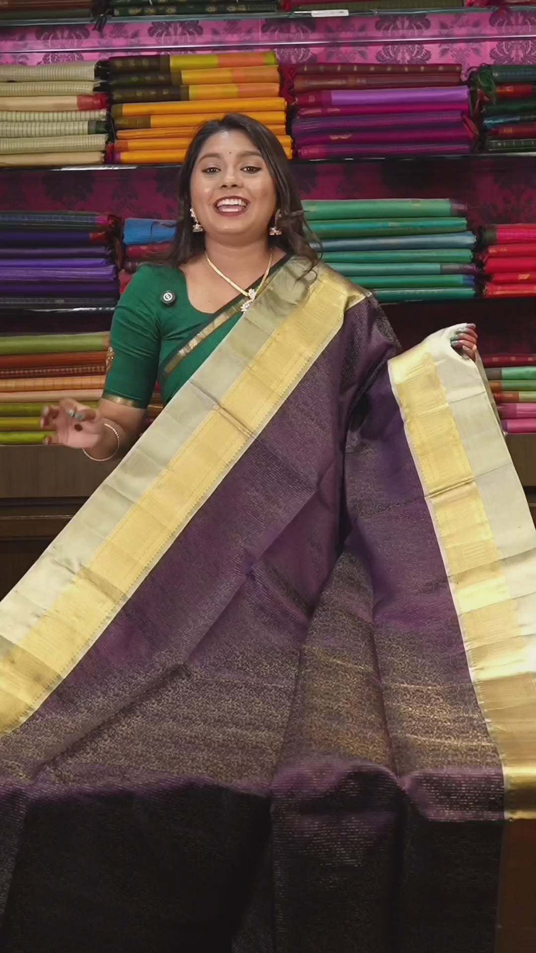 Purple With Grey Pure Soft Silk Saree