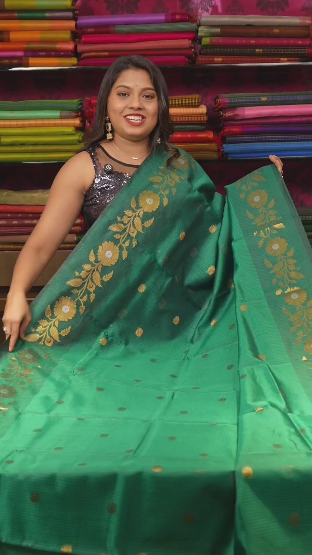 Bottle Green Semi Kota Silk Cotton Saree