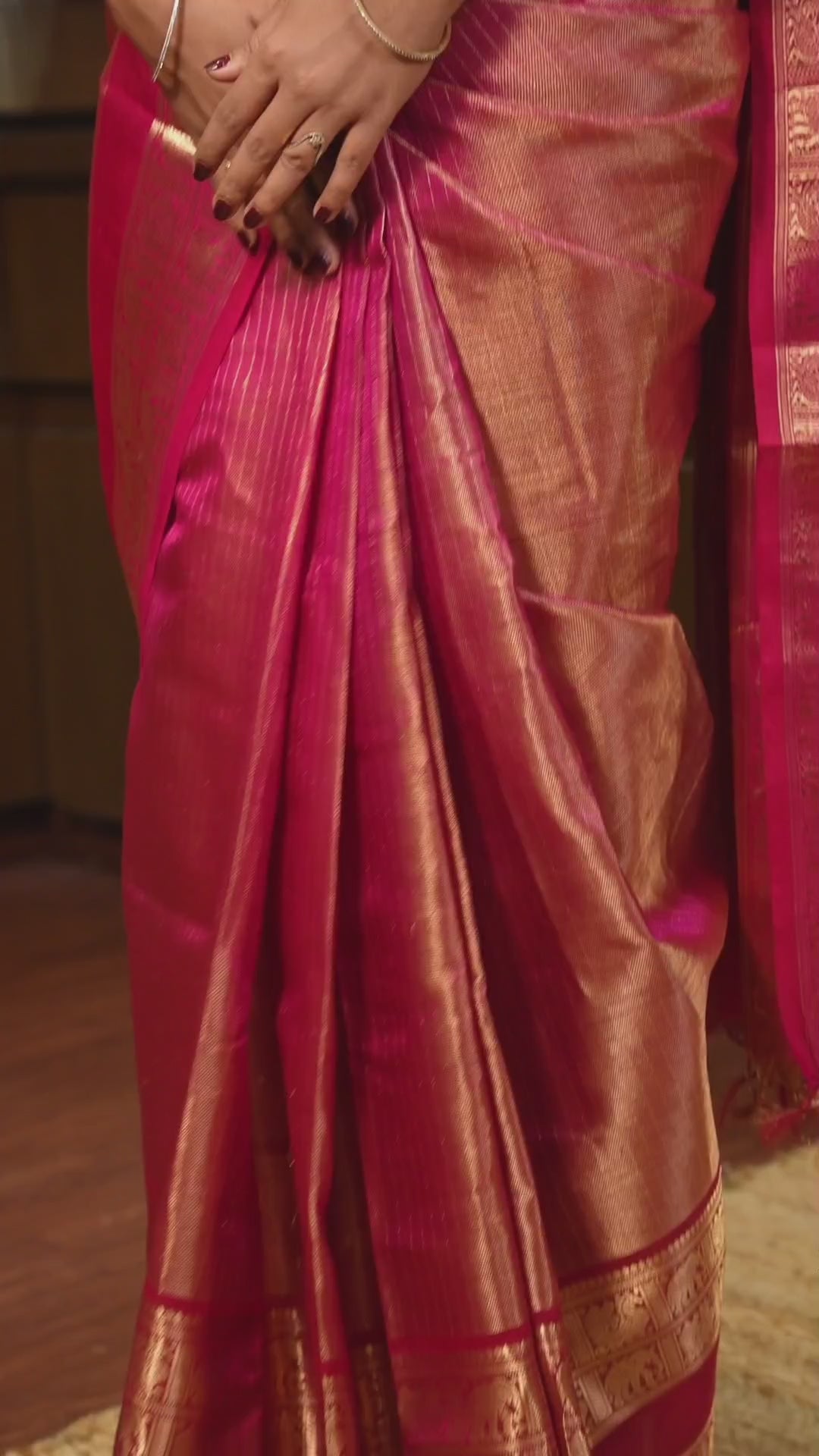 Pink With Golden Chettinad Silk Cotton Saree