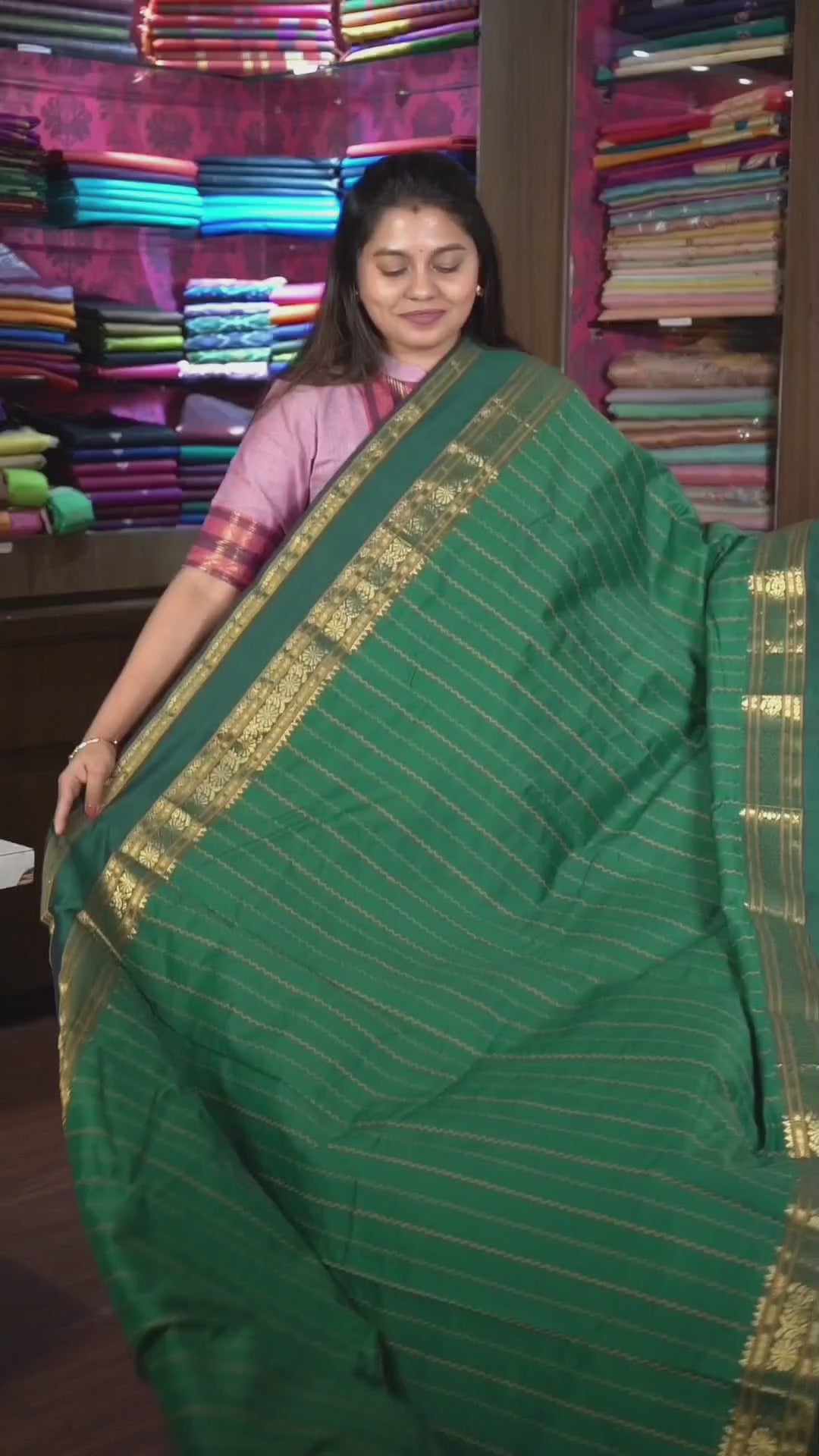 Dark Green Budget Silk Cotton Saree