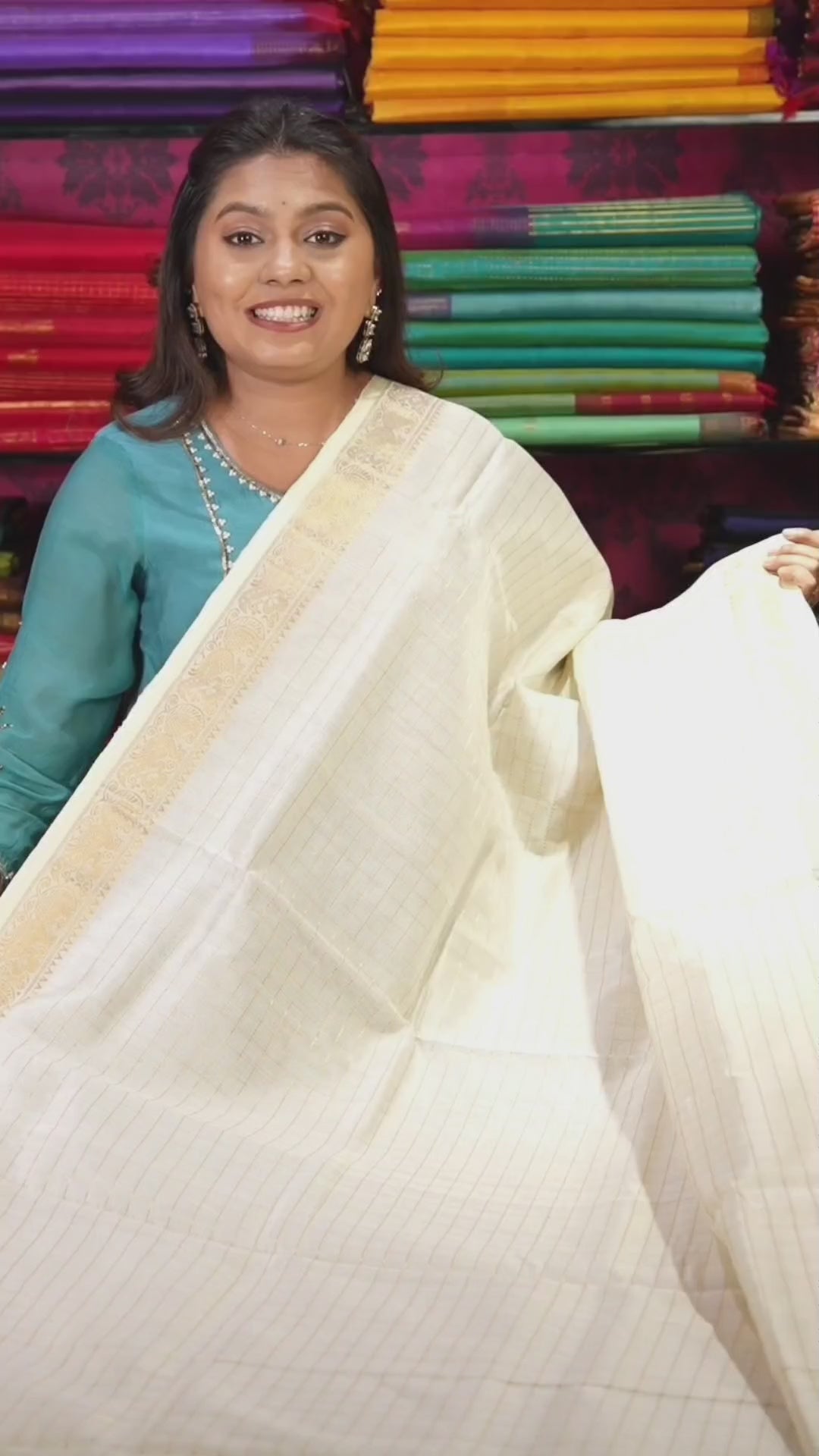 White Kattam Pure Silk Cotton Saree