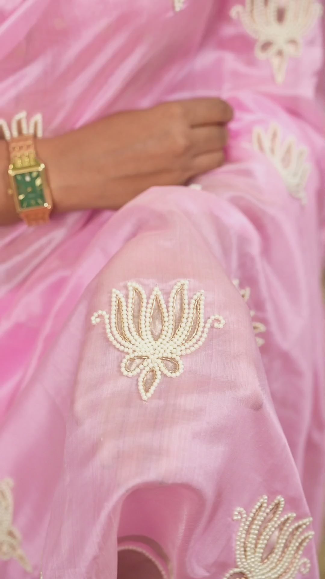 Light Lotus Pink Designer Pure Chanderi Silk Saree