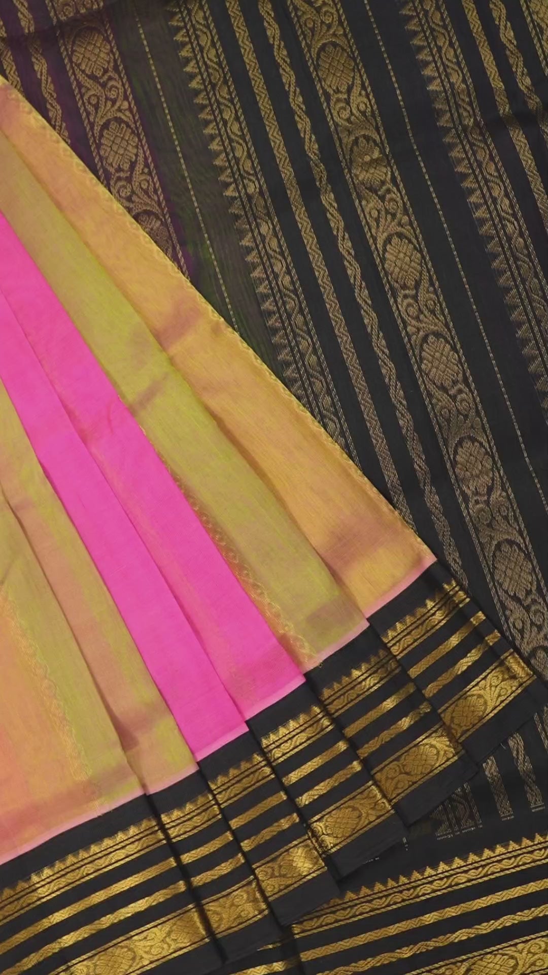 Multi Color With Black Border Pure Silk Cotton Saree