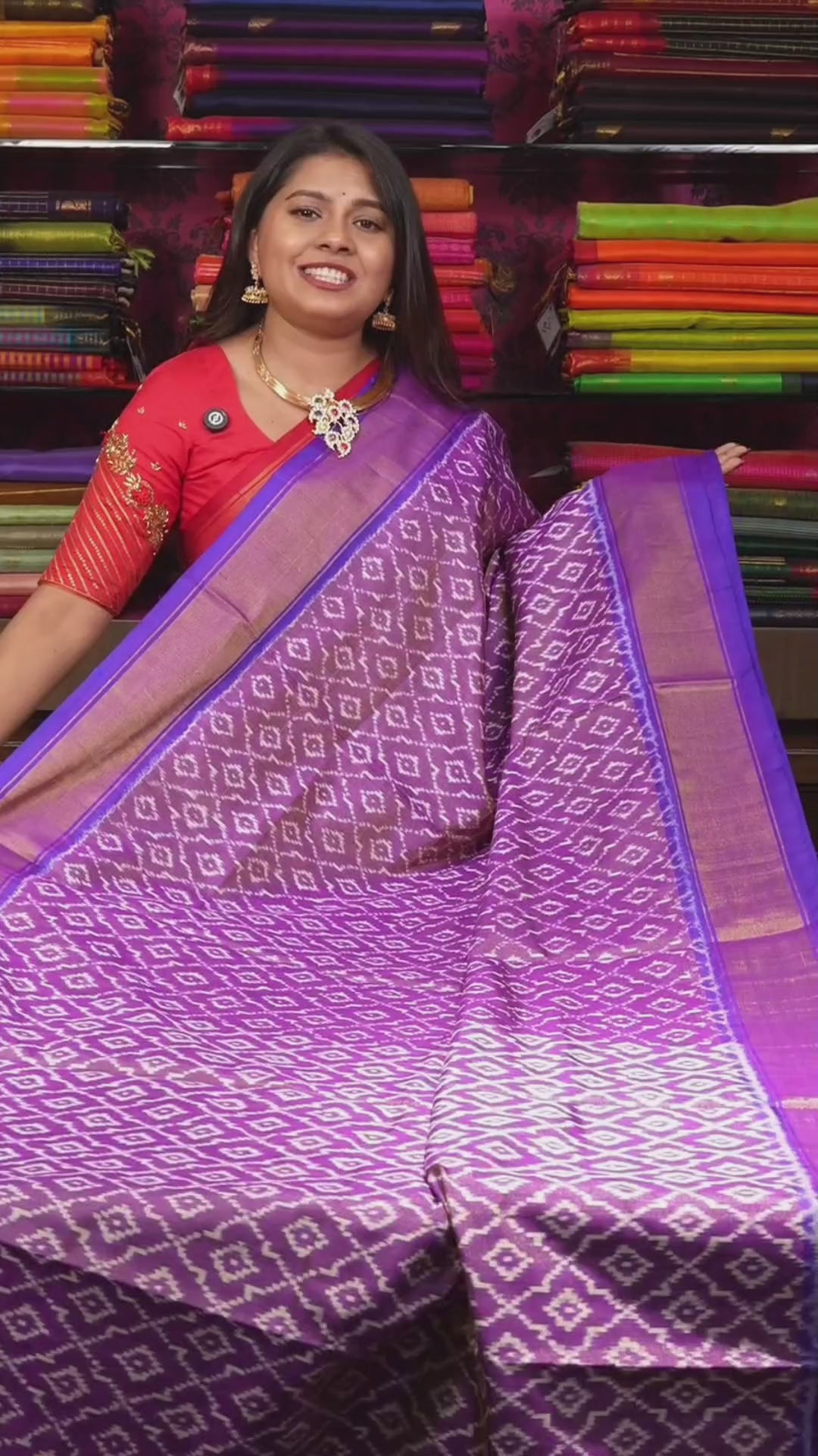 Lilac Purple Pochampally Tissue Silk Saree