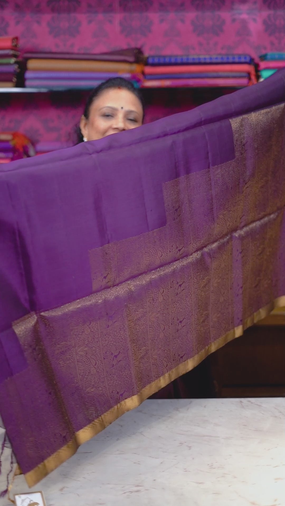 Deep Purple Raising Border Pure Soft Silk Saree