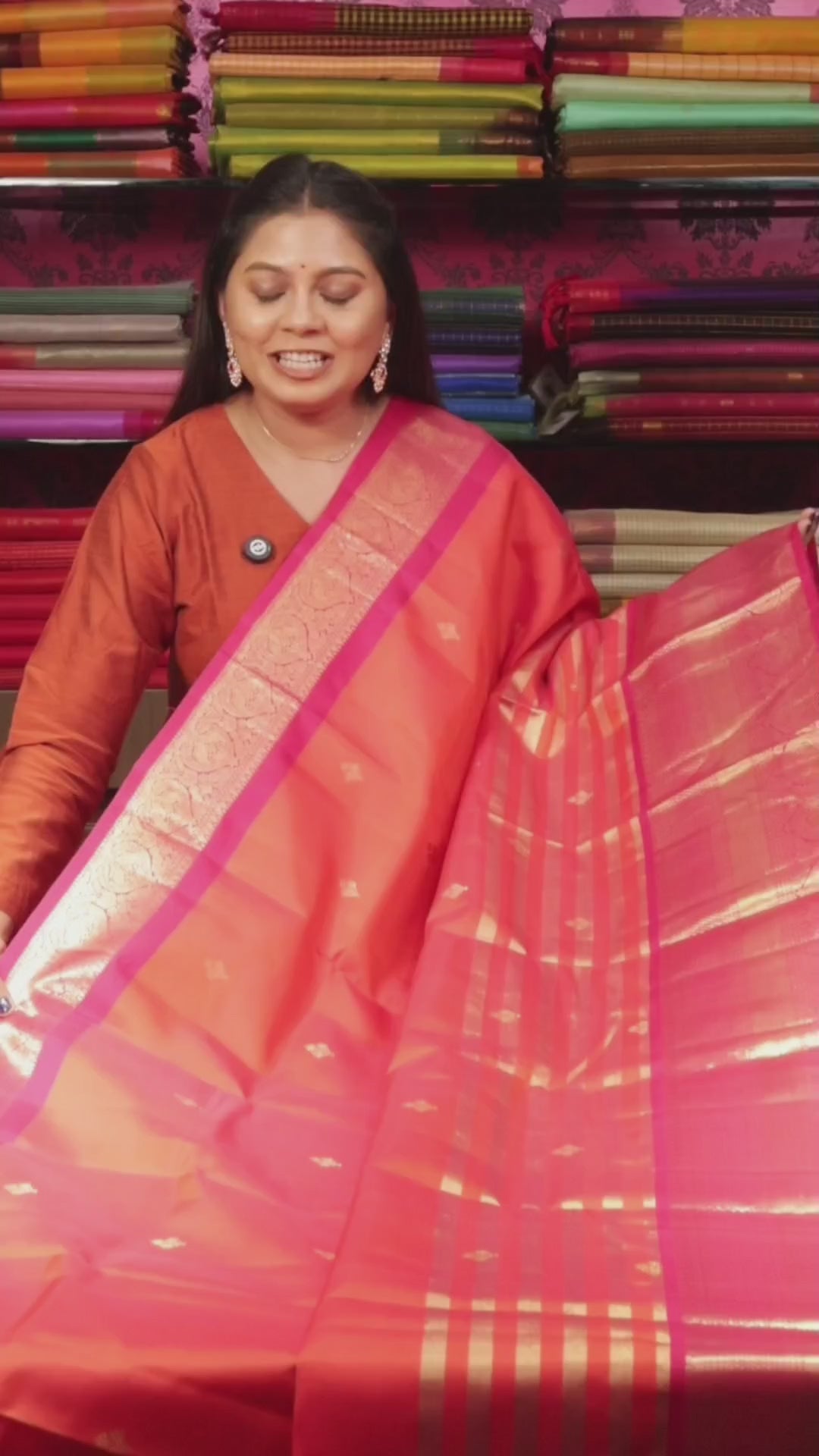 Fanta Orange With Rani Pink Budget Kanchivaram Silk Saree