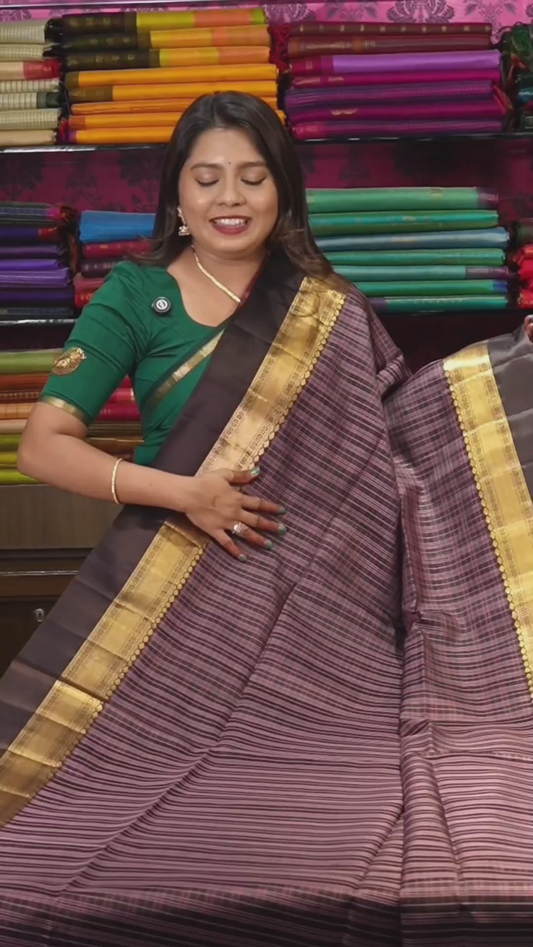 Coffee Brown With Pink Pure Soft Silk Saree