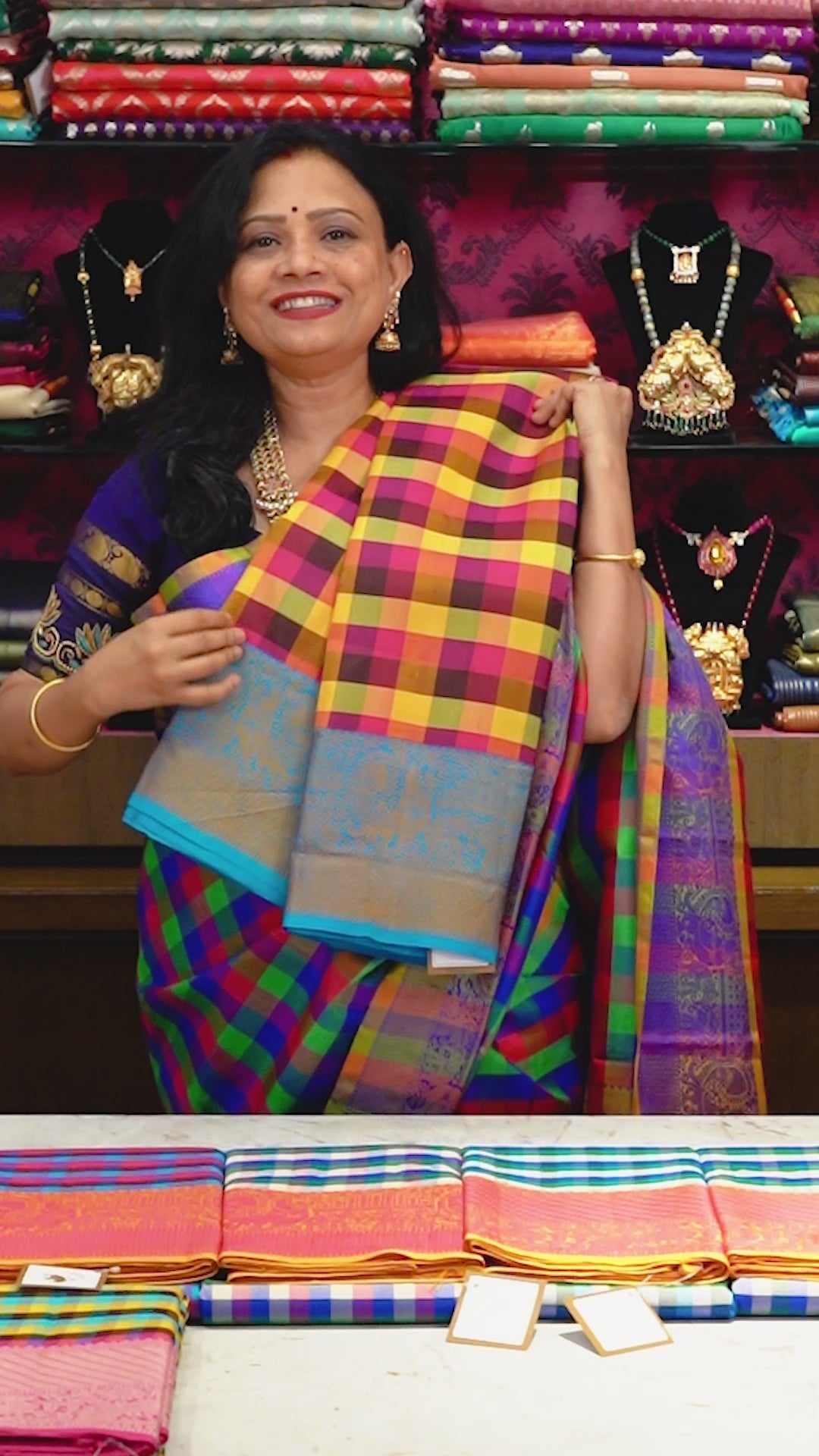 Yellow With Pink Kuravanji Silk Saree