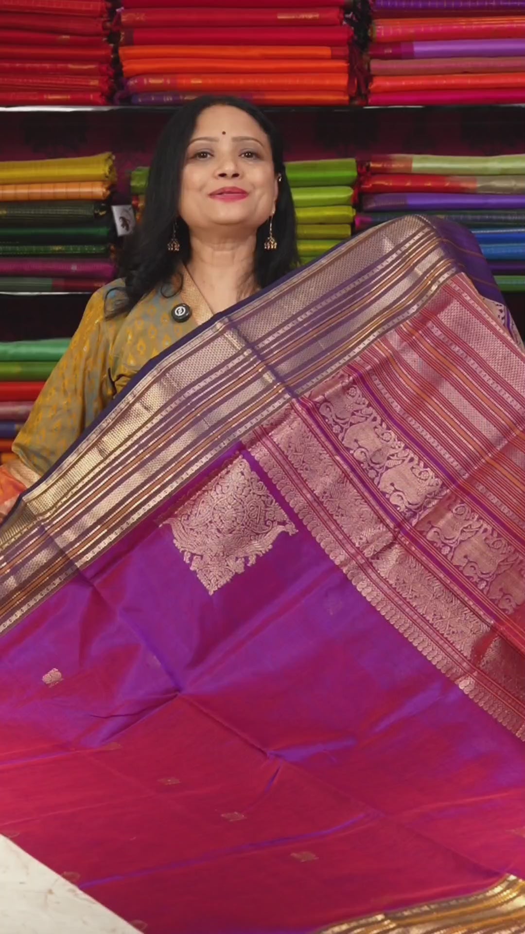 Purple With Navy Blue  Chettinad Silk Cotton Saree