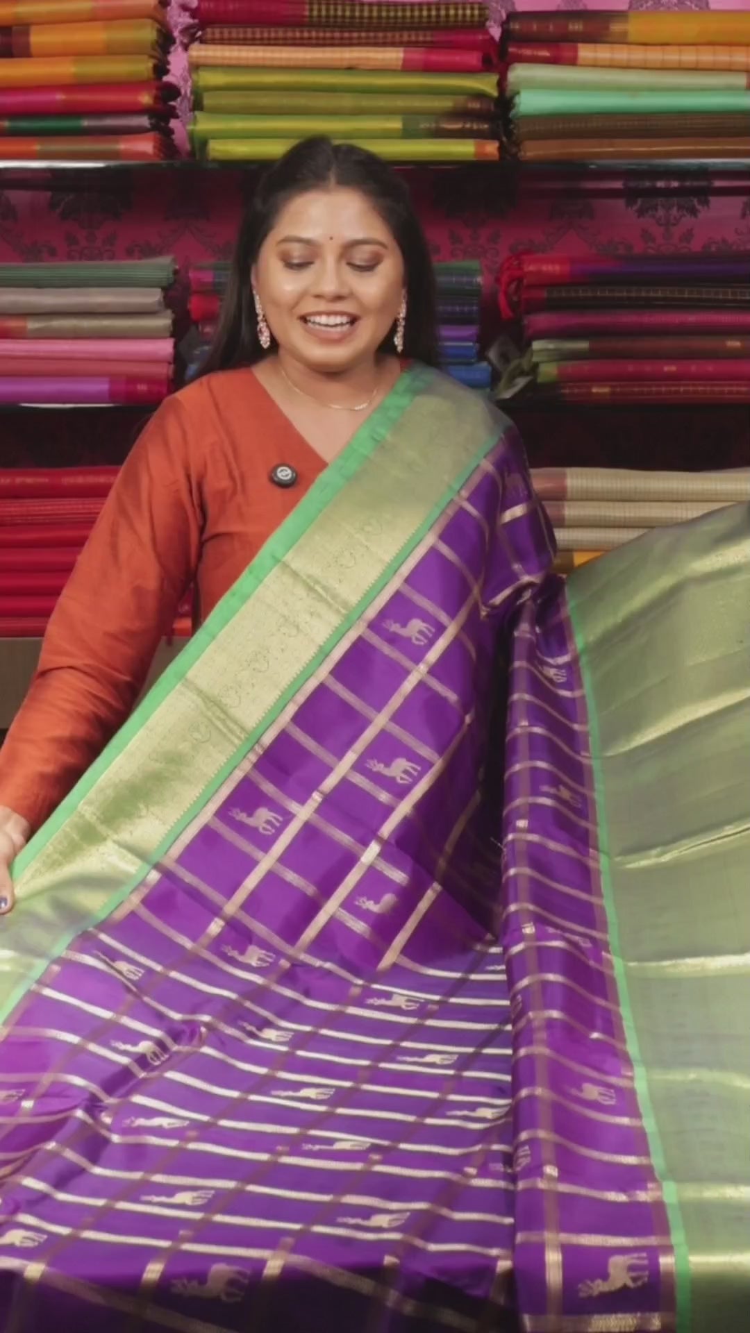 Deep Purple With Green Budget Kanchivaram Silk Saree