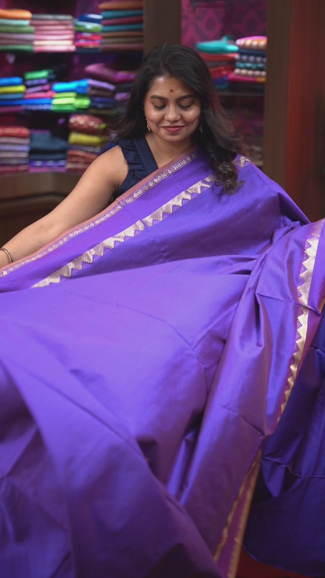 Brinjal Purple Semi Silk Cotton Saree