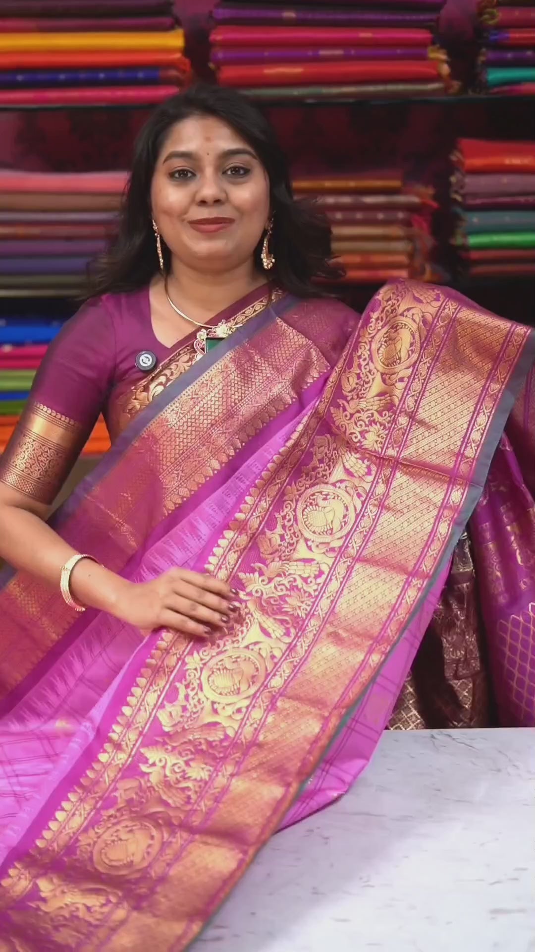 Lotus Pink With Rani Pink Semi Gadwal Silk Saree
