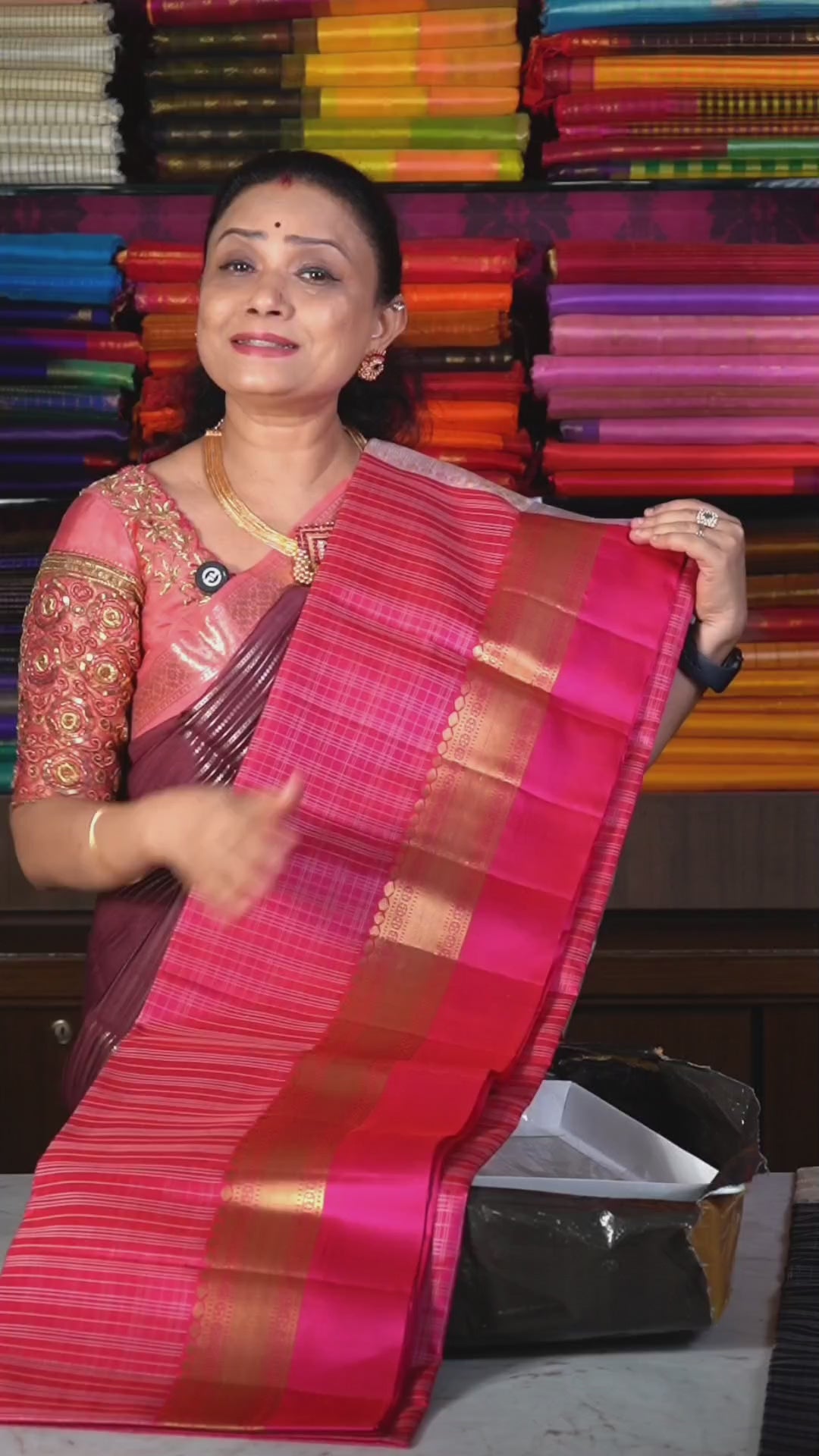 Rani Pink With Grey Pure Soft Silk Saree