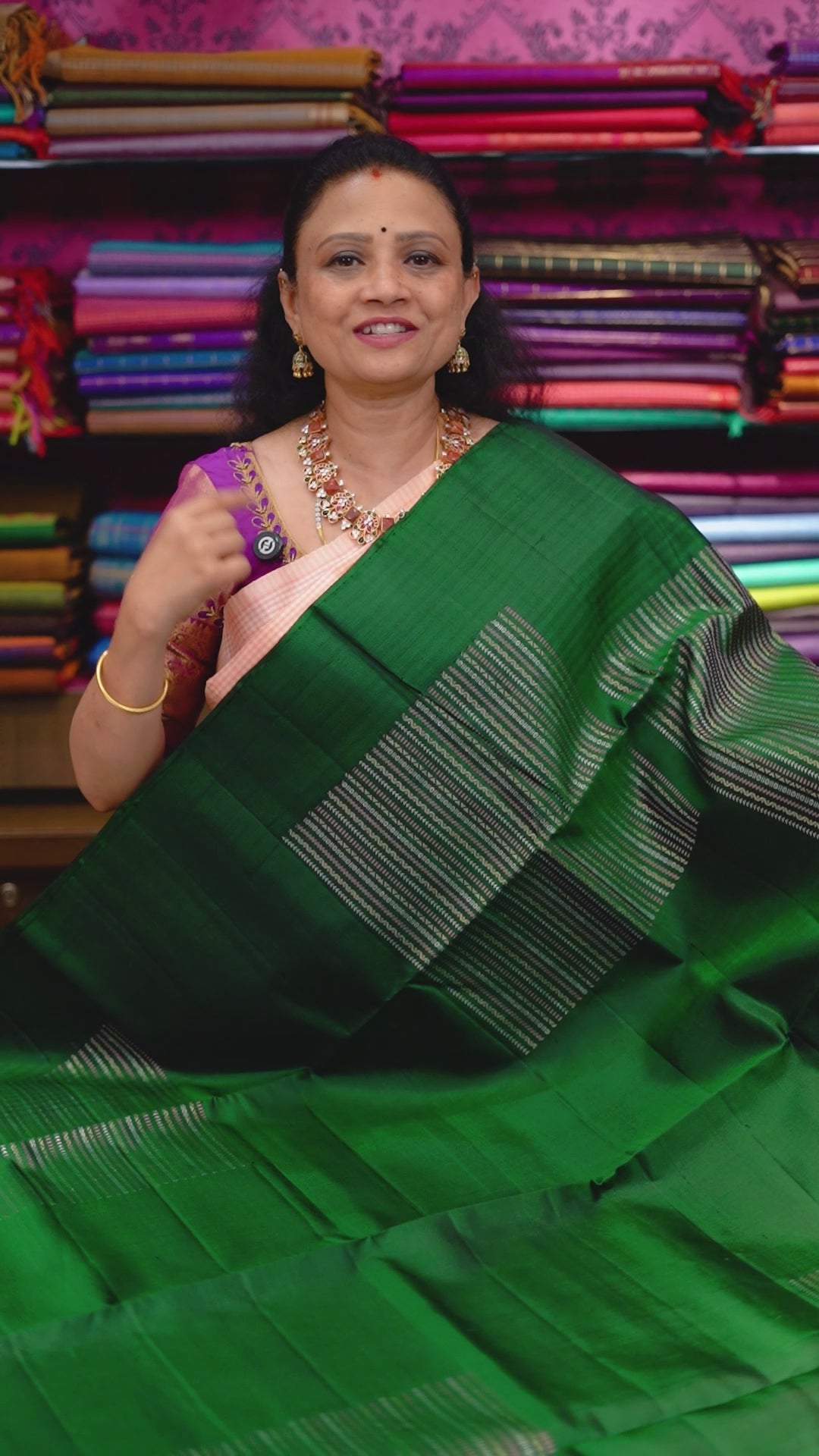 Bottle Green Pure Soft Silk Saree