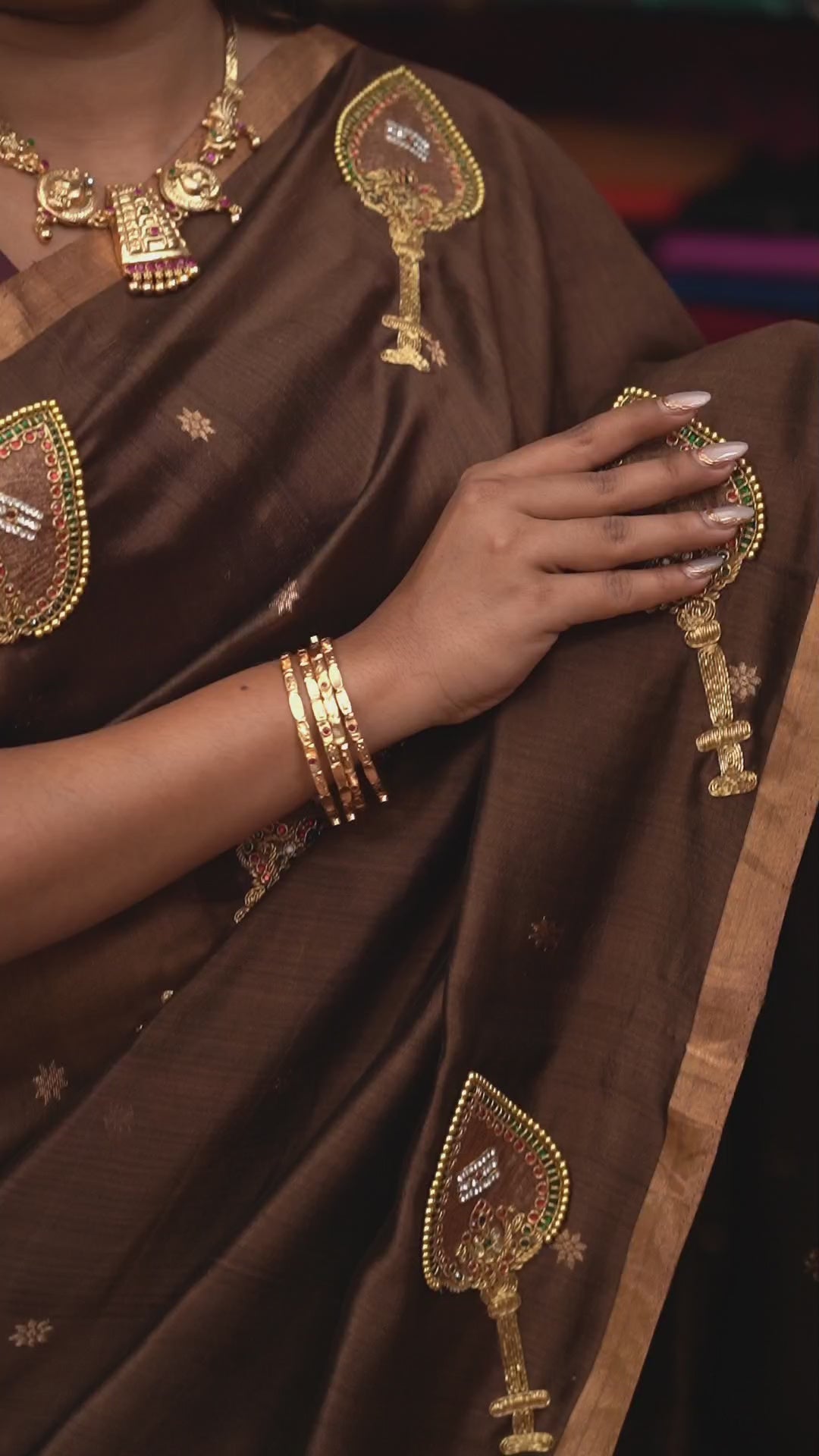 Singaravelan Katan Chanderi Silk Saree