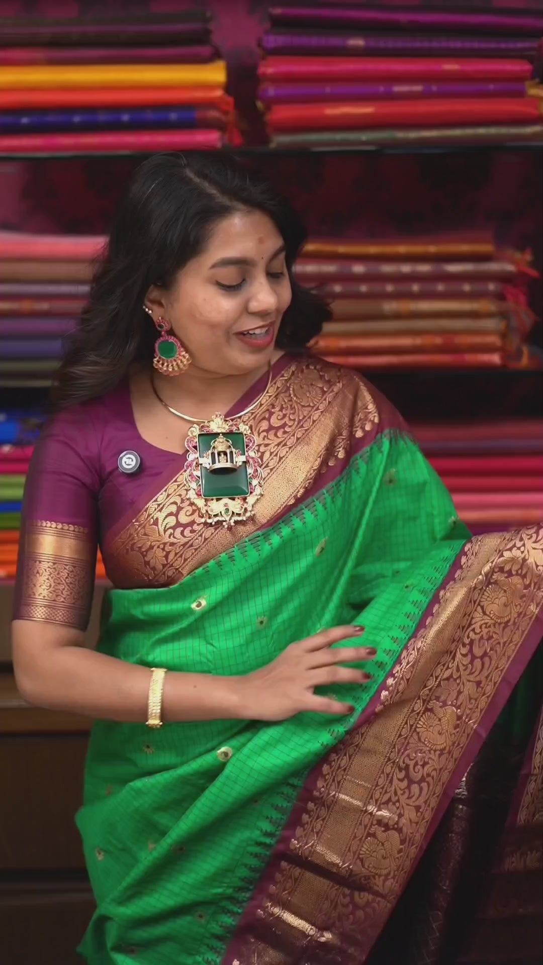 Leaf Green With Araku Semi Gadwal Silk Saree