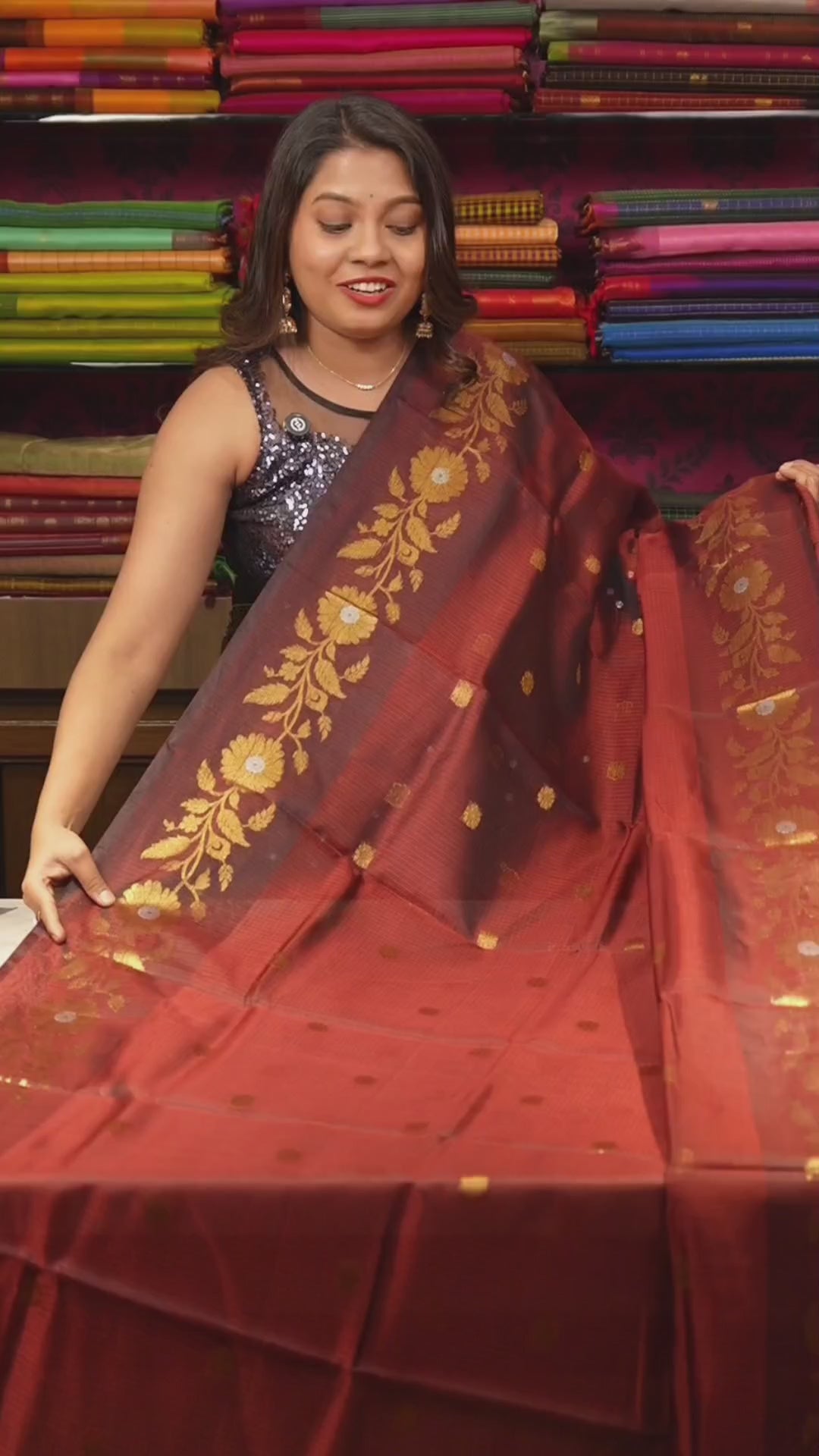 Maroon Semi Kota Silk Cotton Saree