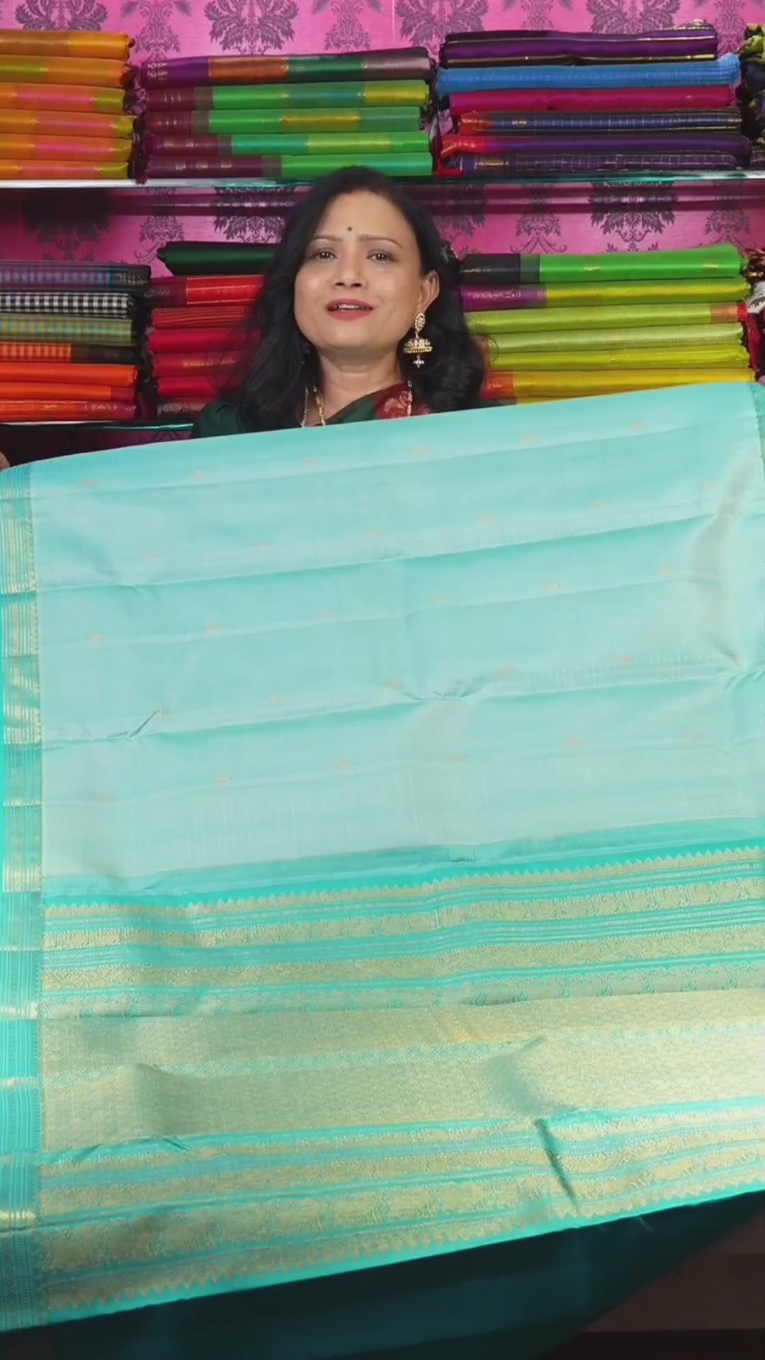 Sky Blue With  Turquoise Blue Pure Kanchivaram Silk Saree