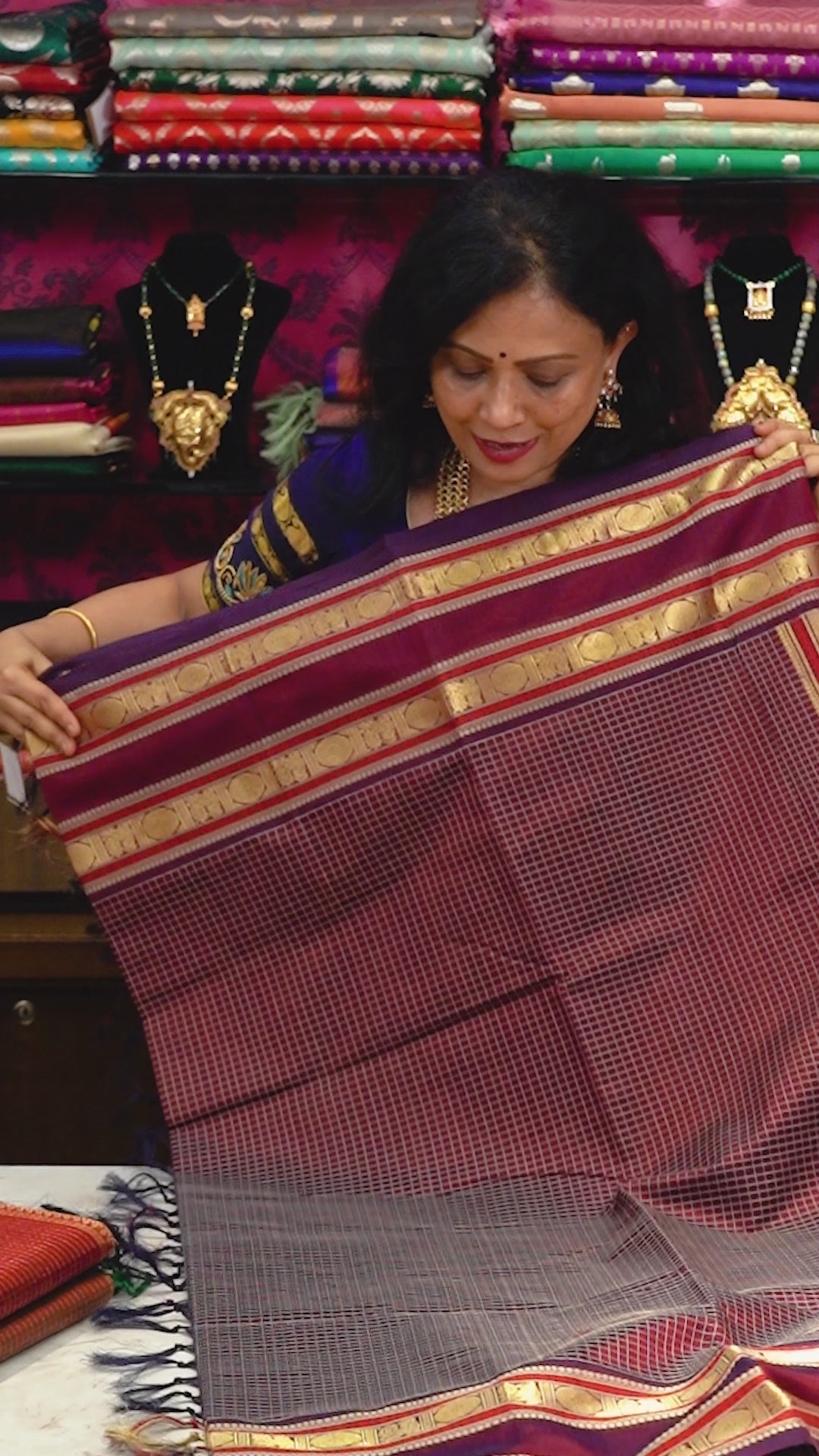 Plum Purple Pure Kanchi Silk Cotton Saree