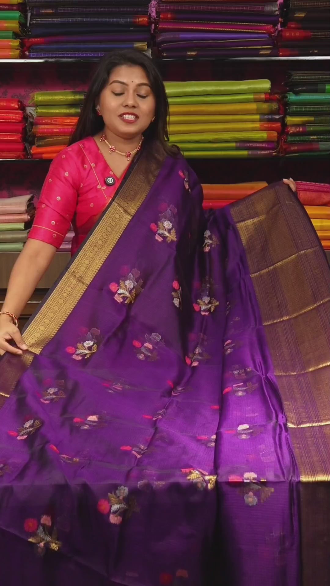 Purple Pure Kota Silk Saree