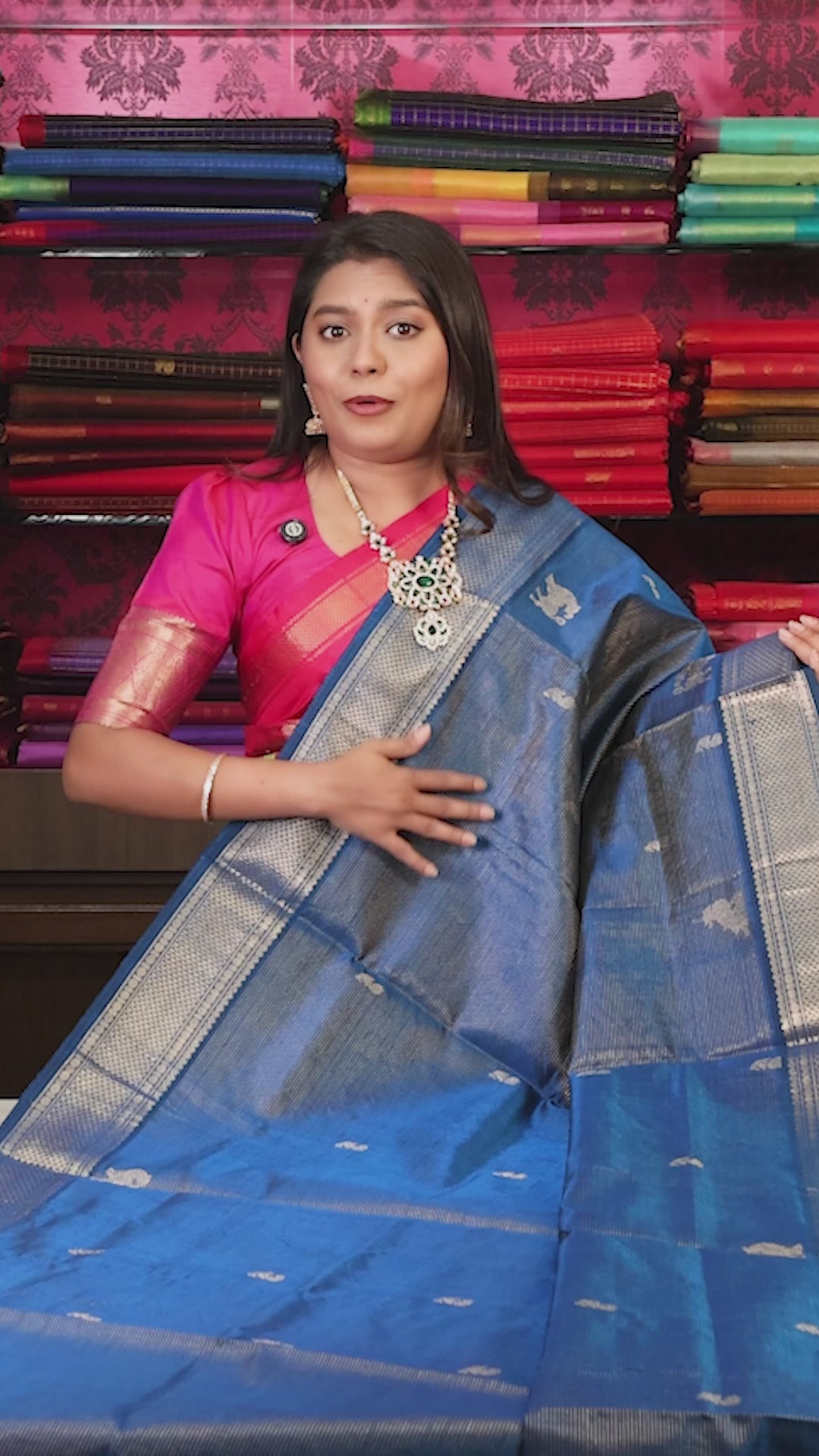 Blue Chettinad Silk Cotton Saree