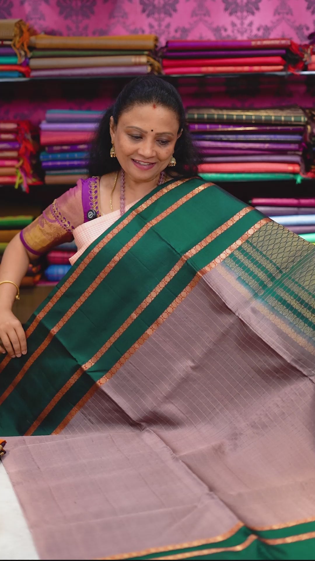 Pastel Purple With Green Pure Soft Silk Saree