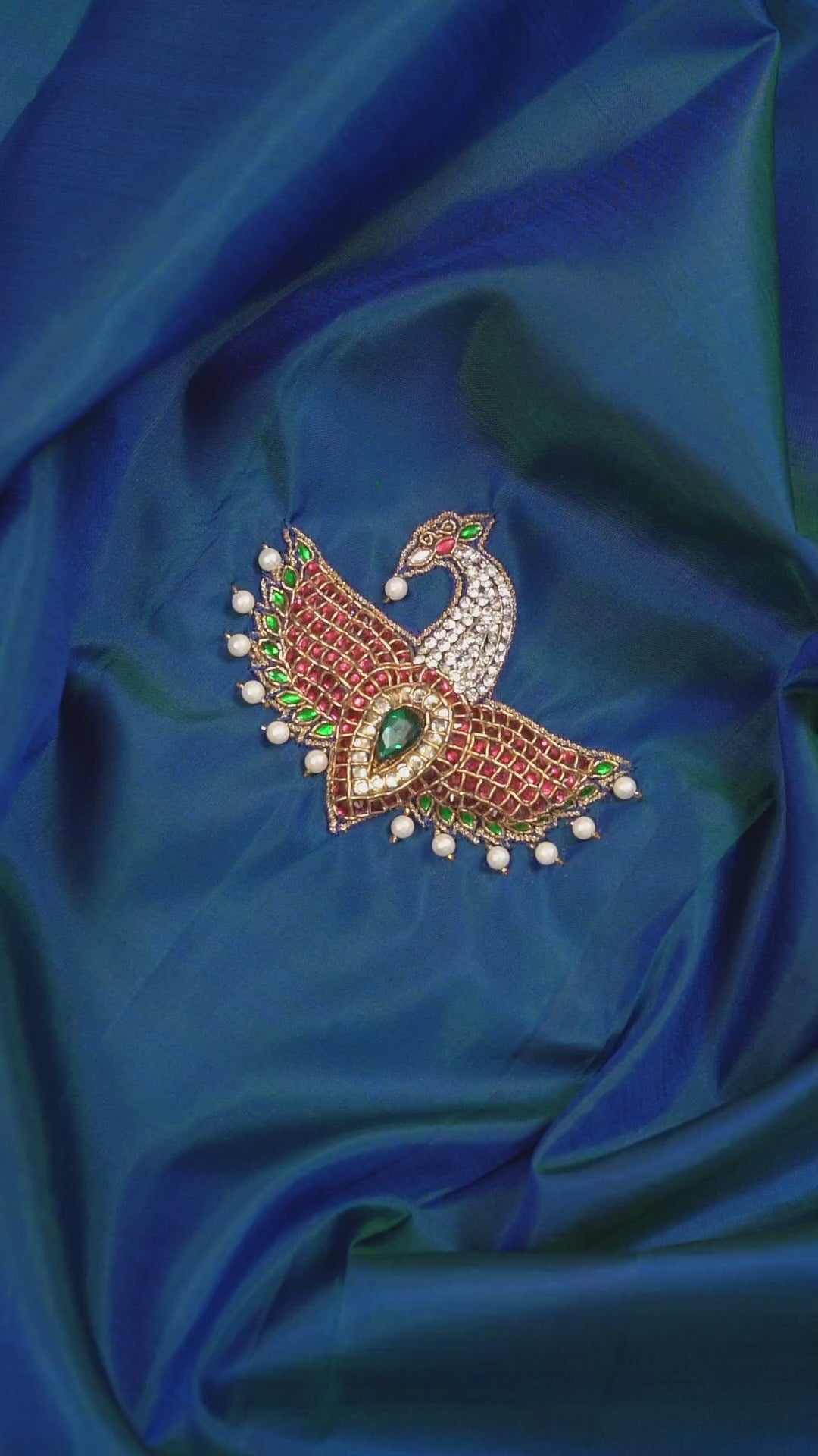 Peacock Blue Mayapakshi Designer Pure Kanchivaram Silk Saree