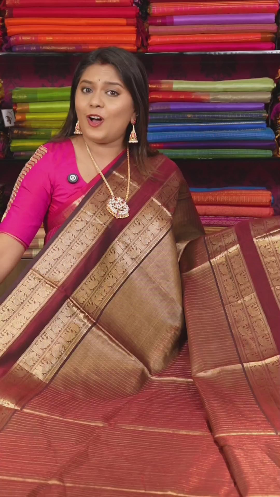 Maroon And Golden Chettinad Silk Cotton Saree