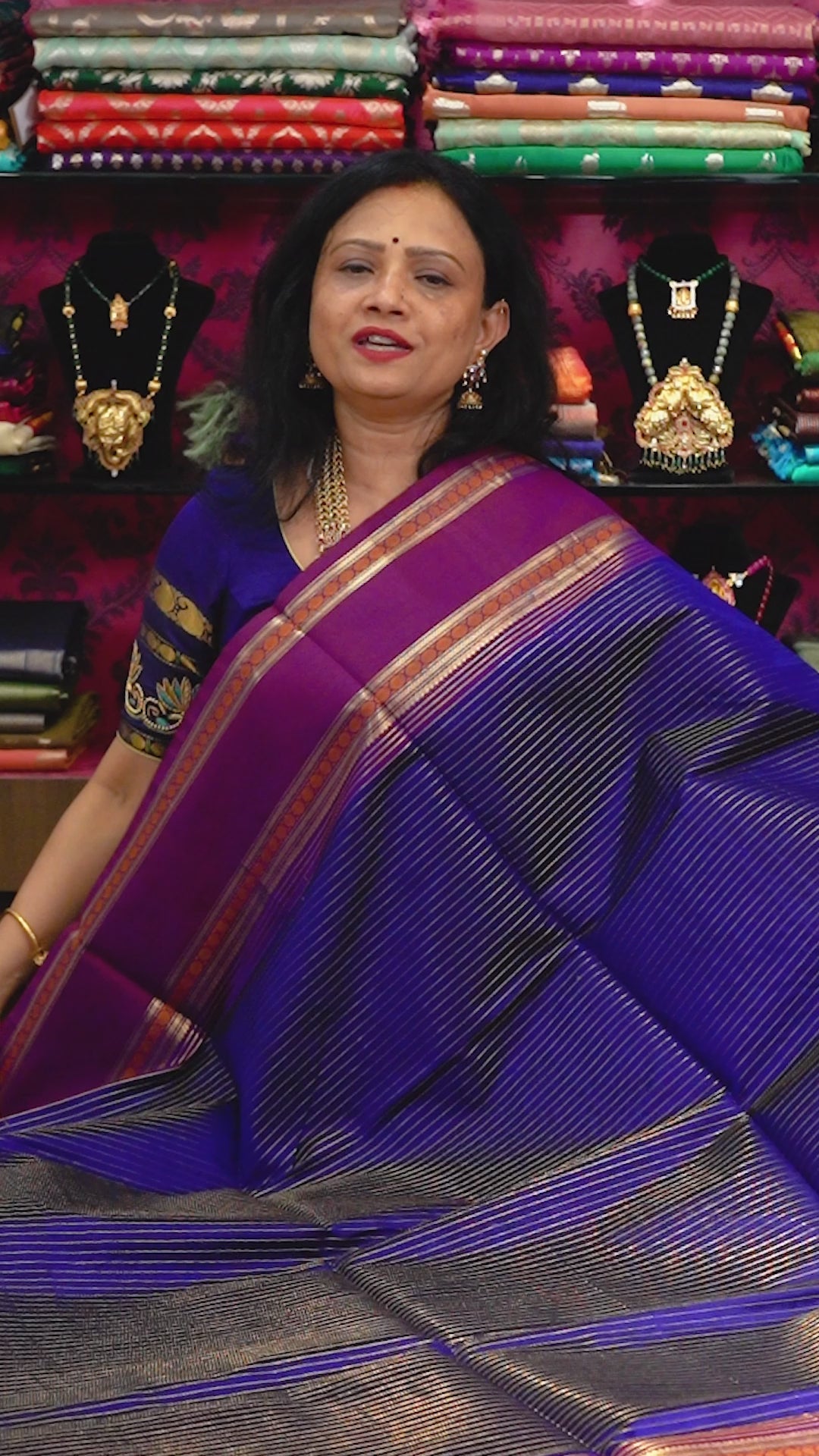 Eggplant Purple -Karaikudi Chettinad Silk Cotton Saree