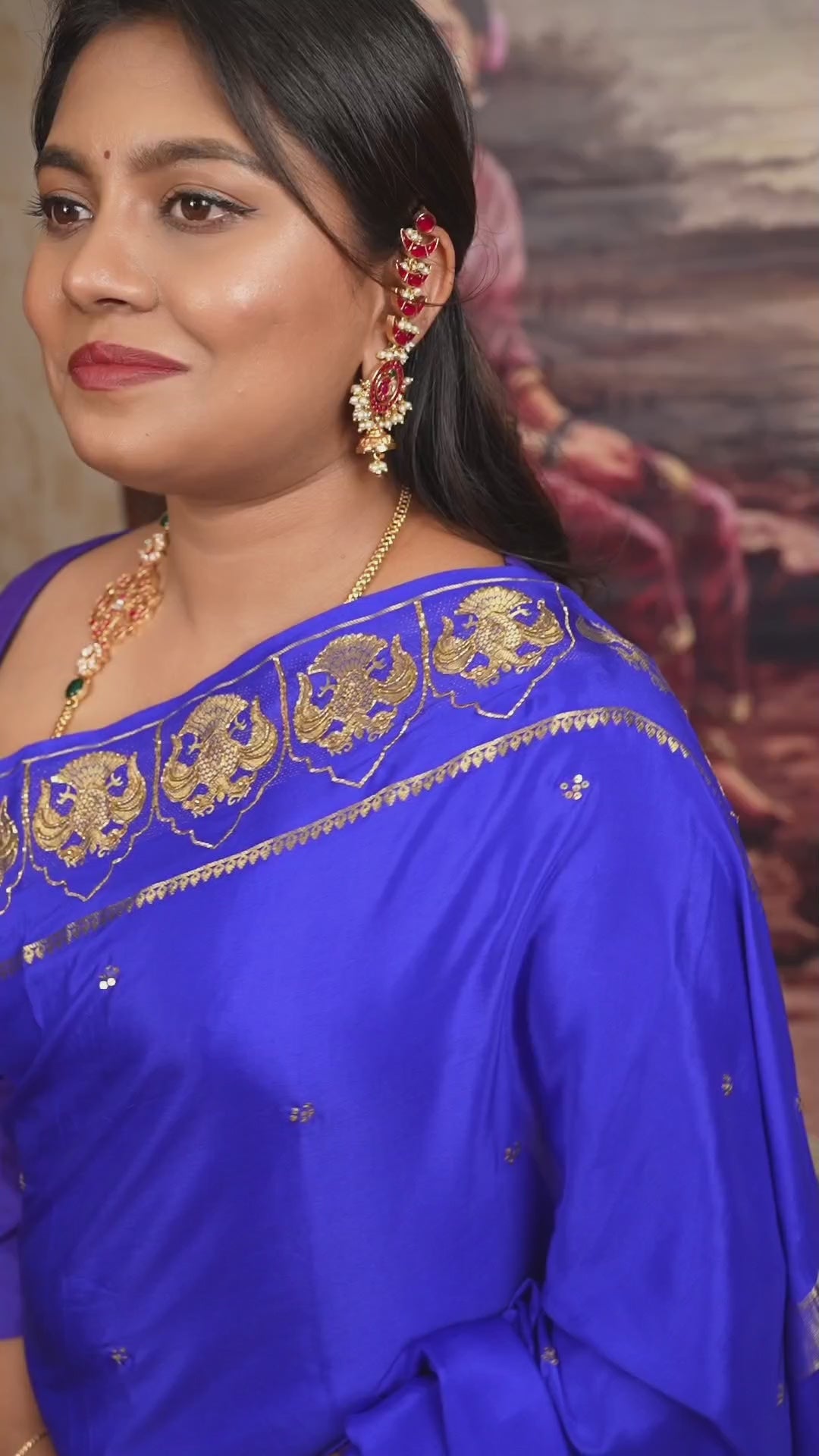 Royal Blue Designer Pure Mysore Silk Saree