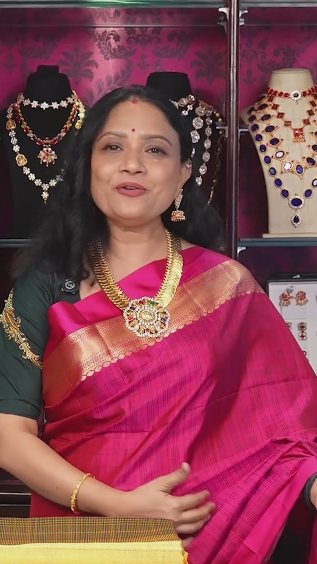 Rani Pink With Dark Green Pure Soft Silk Saree