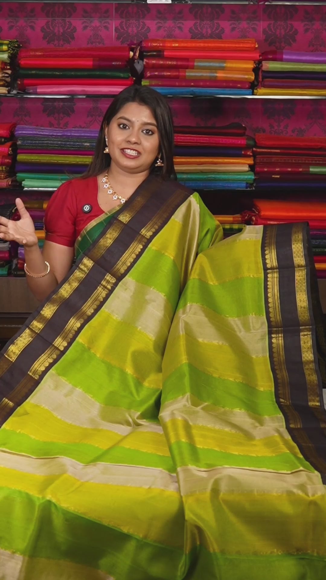 Multi Color With Black Gap Border Pure Silk Cotton Saree