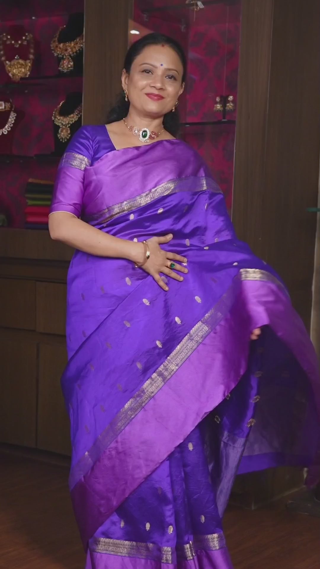 Deep Violet With Lavender Border Pure Banarasi Soft Silk Saree