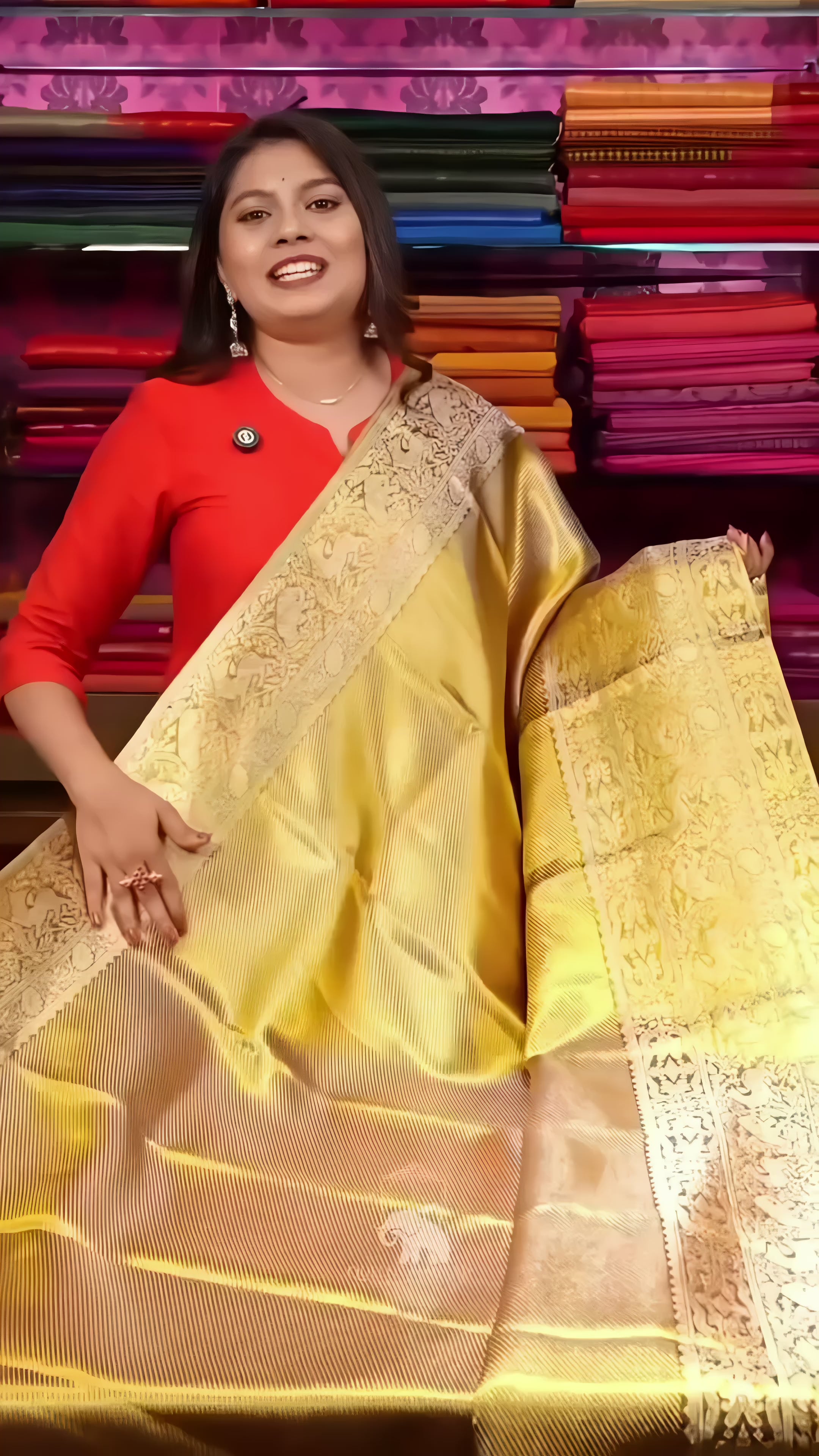 Golden Color Pure Kanchivaram Silk Saree