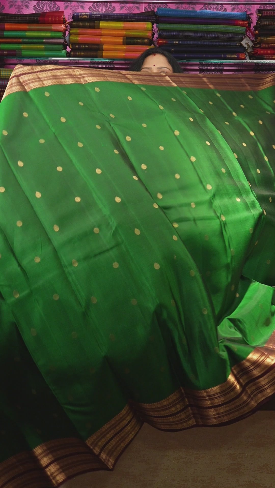 Leaf Green With Maroon Pure Kanchivaram Silk Saree