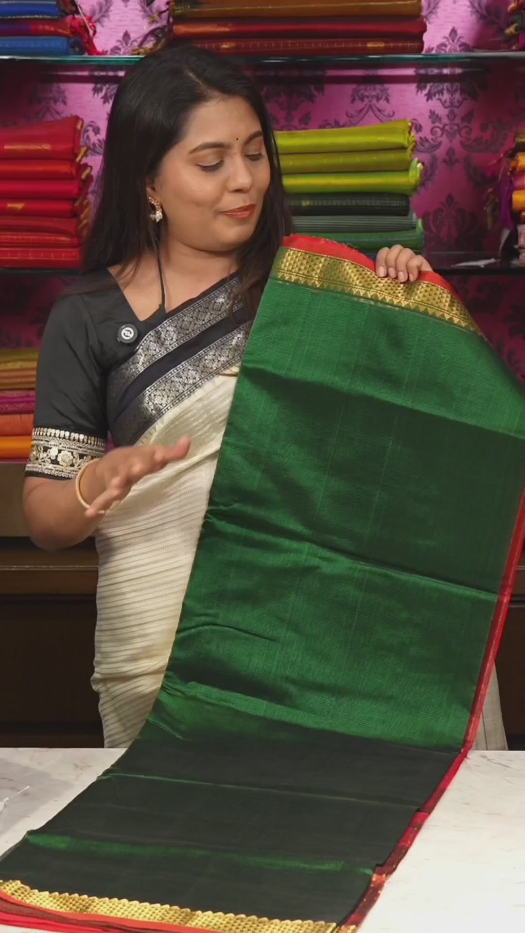 Green Small Border Pure Silk Cotton Saree