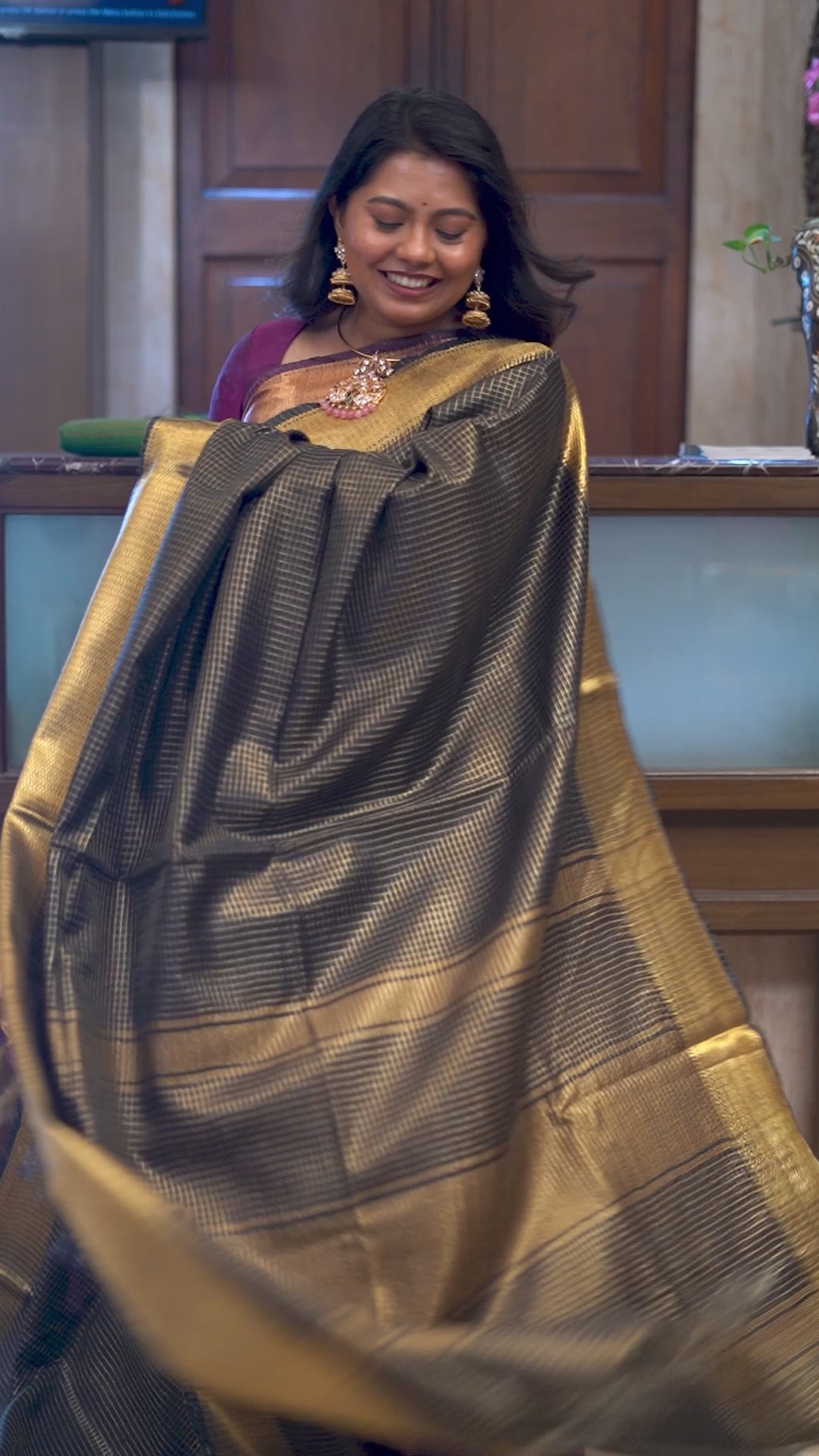 Black Maheshwari Saree