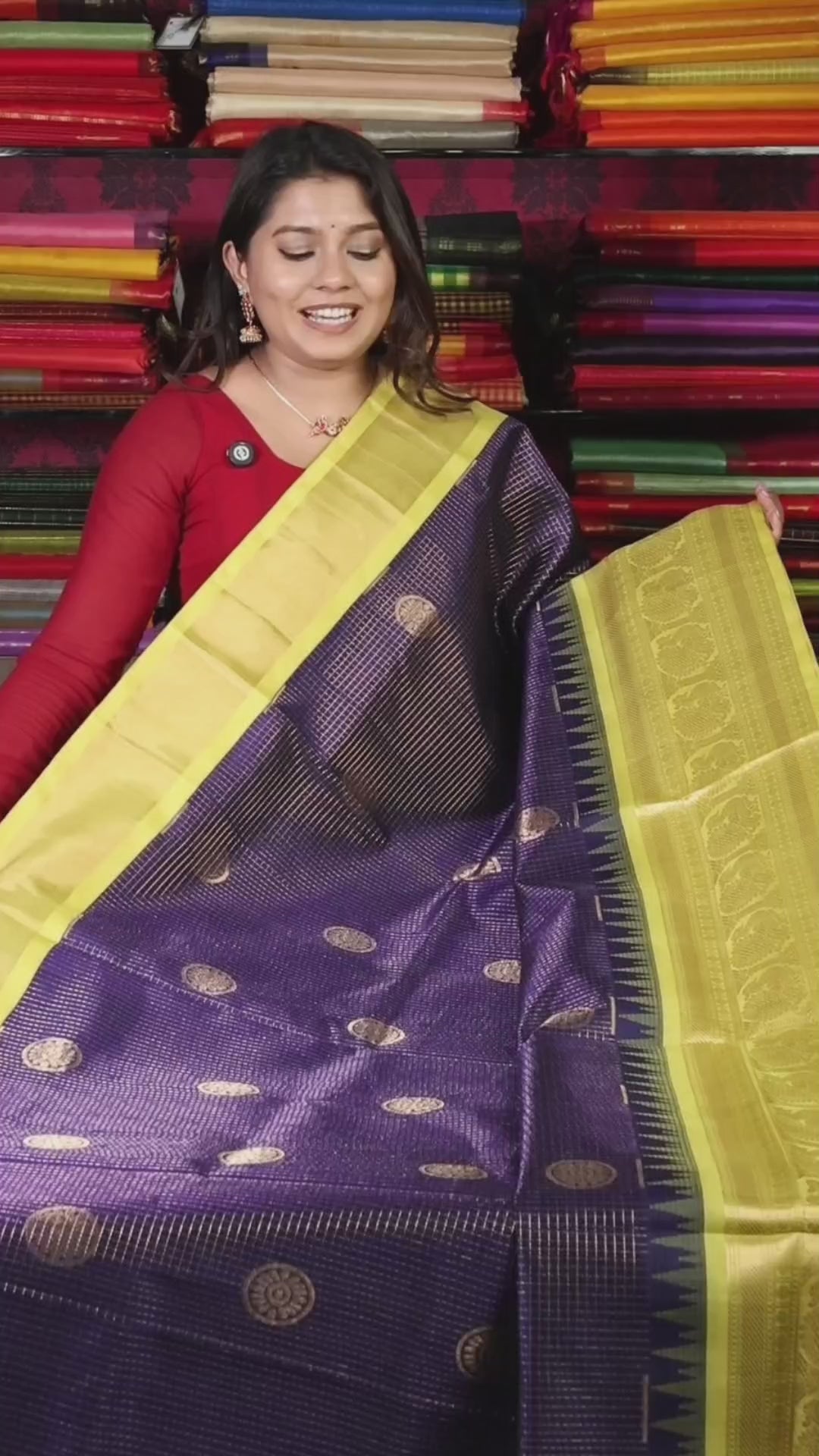 Navy Blue With Yellow Pure Silk Cotton Saree