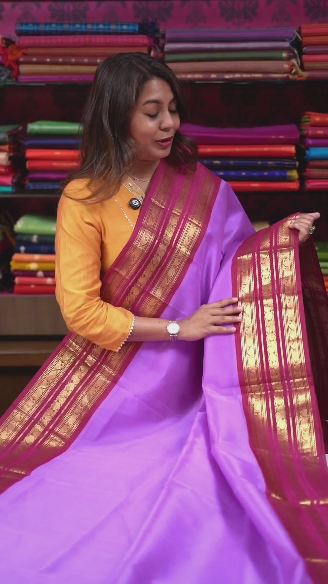 Lilac With Rani Pink Pure Kanchi Silk Cotton Saree