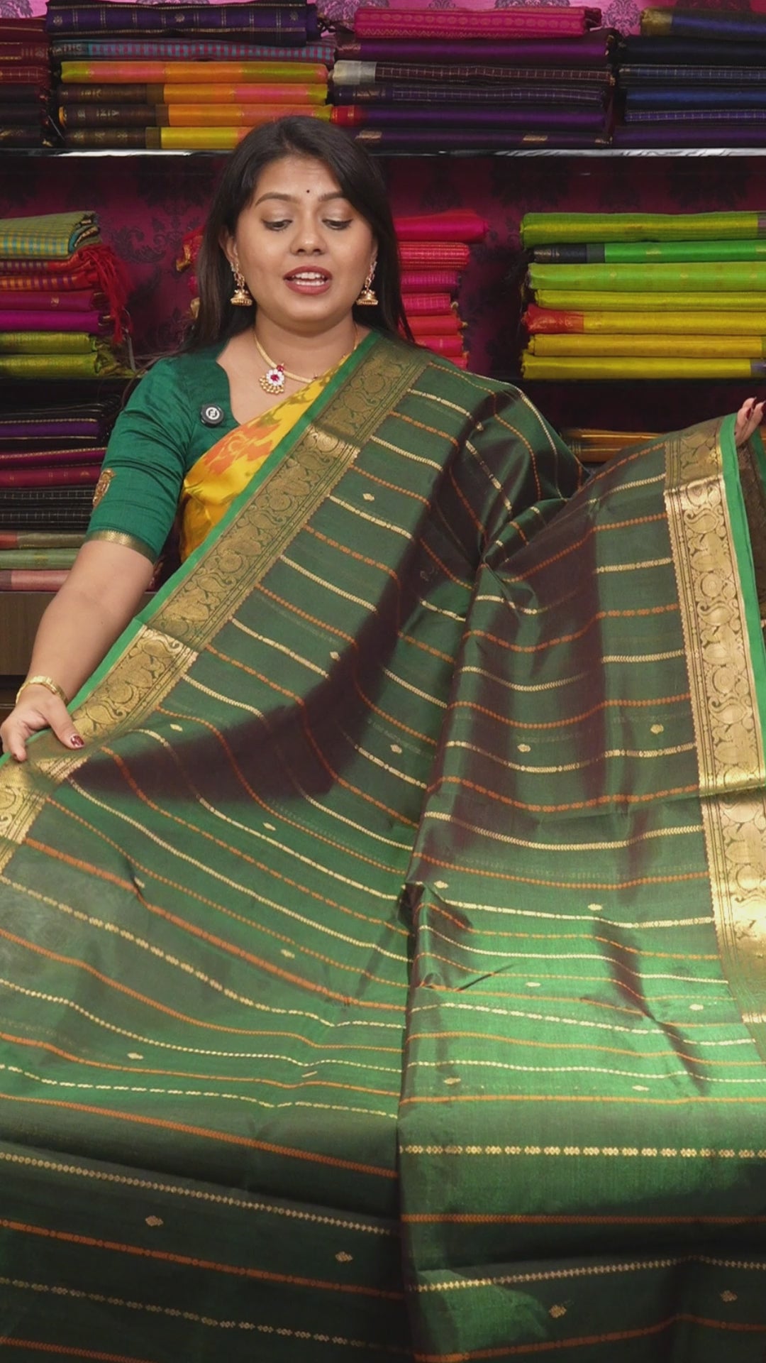 Dark Green Chettinad Silk Cotton Saree