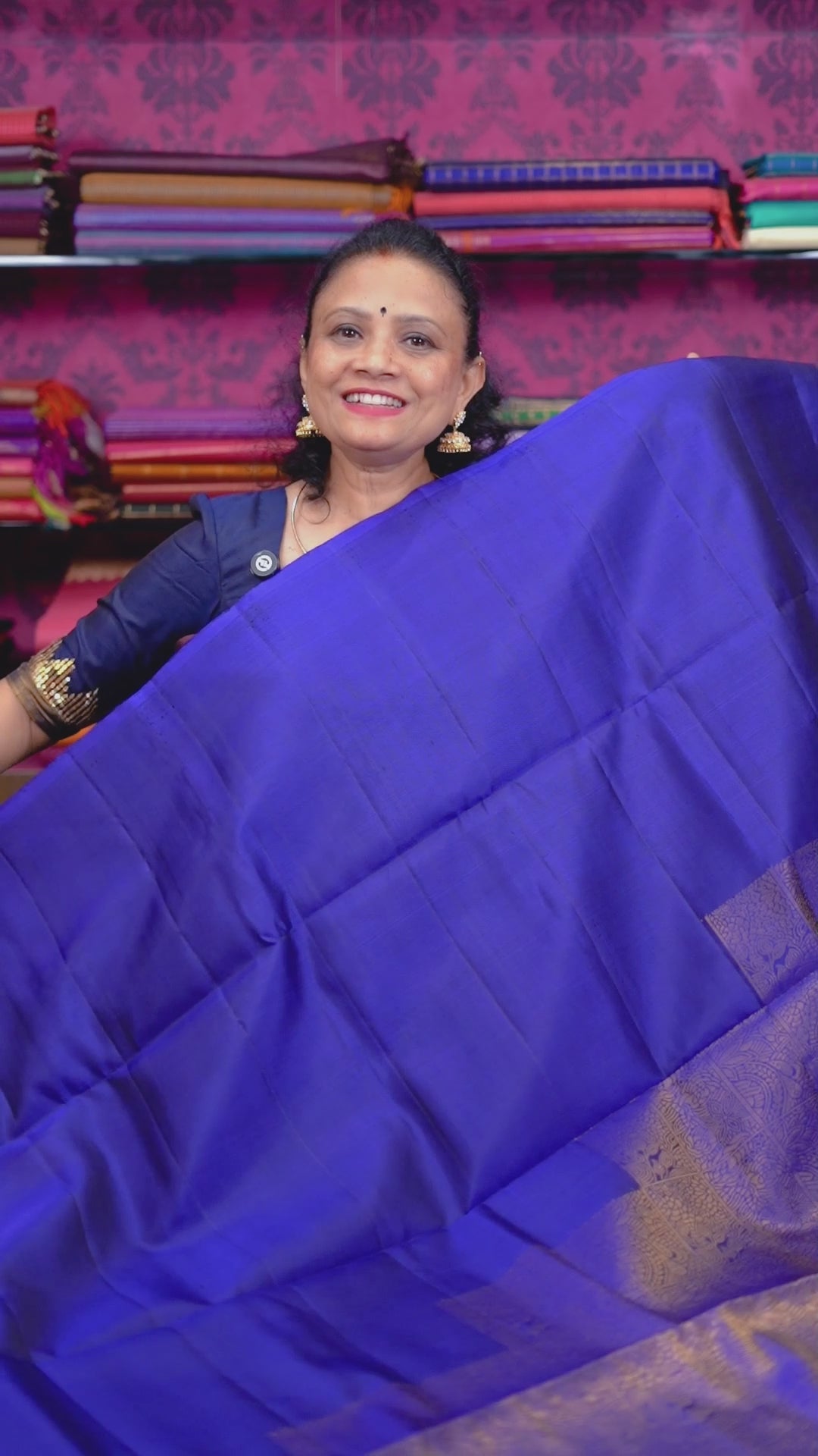 Indigo Raising Border Pure Soft Silk Saree