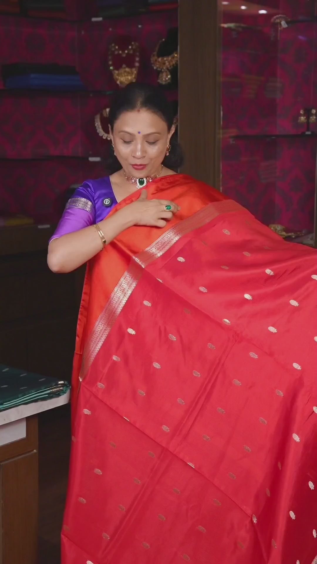 Red With Orange Pure Banarasi Soft Silk Saree