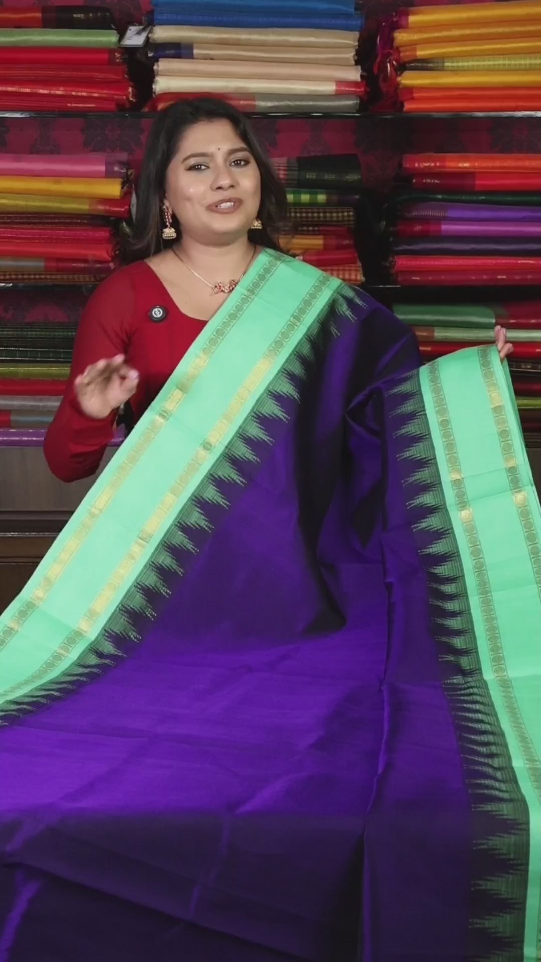 Ms Blue With Sea Green Pure Kanchi Silk Cotton Saree
