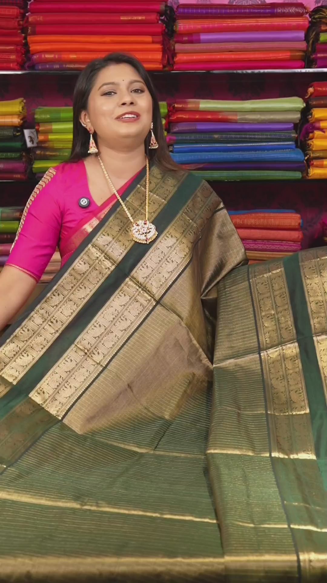 Golden With Green Chettinad Silk Cotton Saree