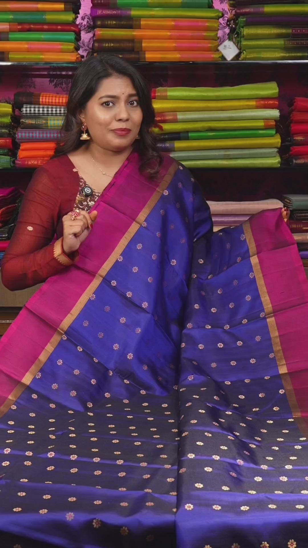 Blue With Purple Pure Kanchivaram Silk Saree