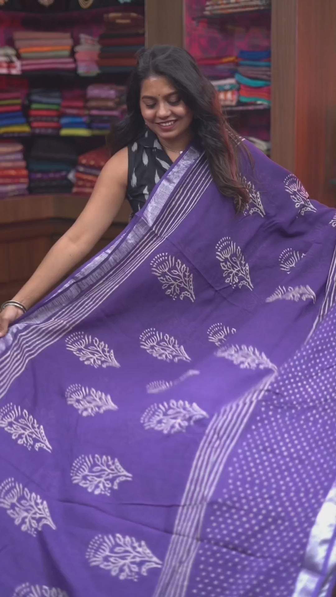Indigo Linen Cotton Saree