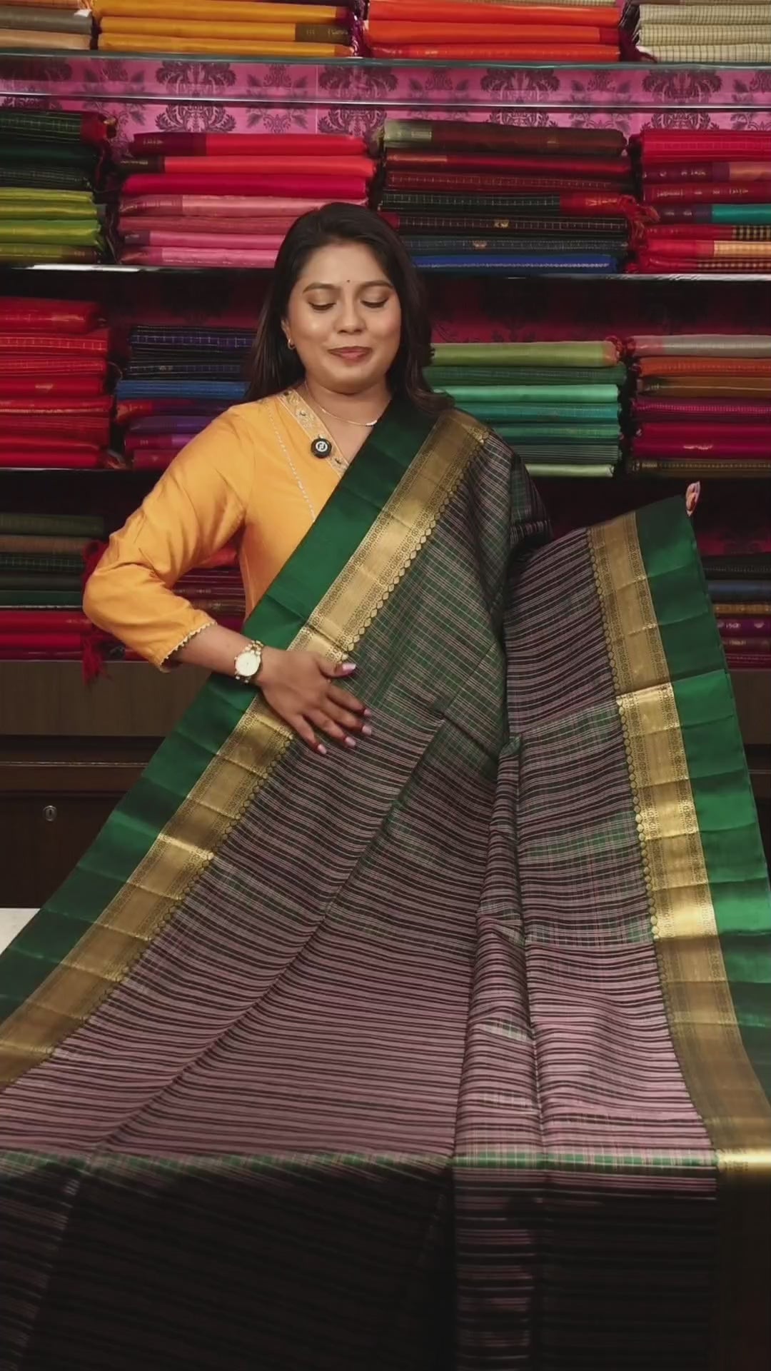 Bottle Green With Pink Pure Soft Silk Saree