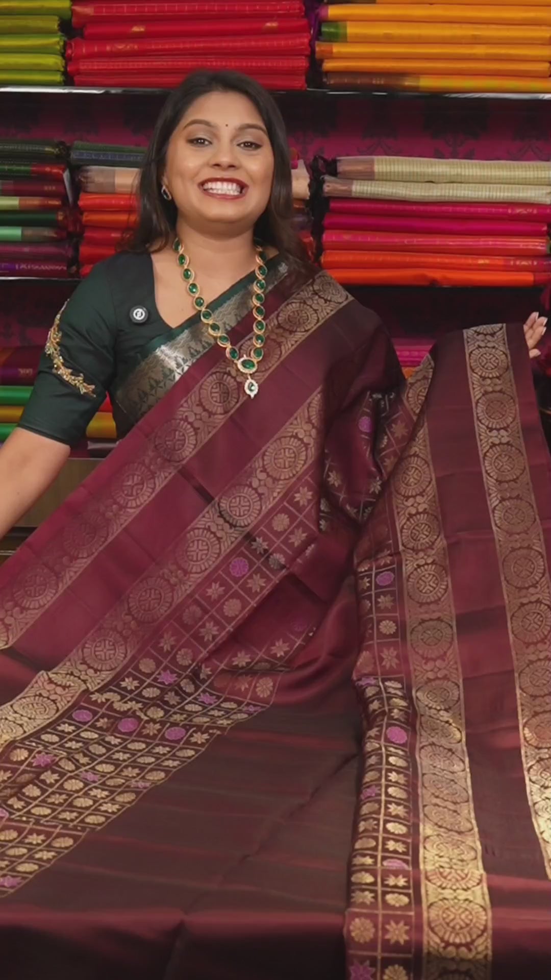 Dark Maroon Athangudi Inspired Pure Soft Silk Saree